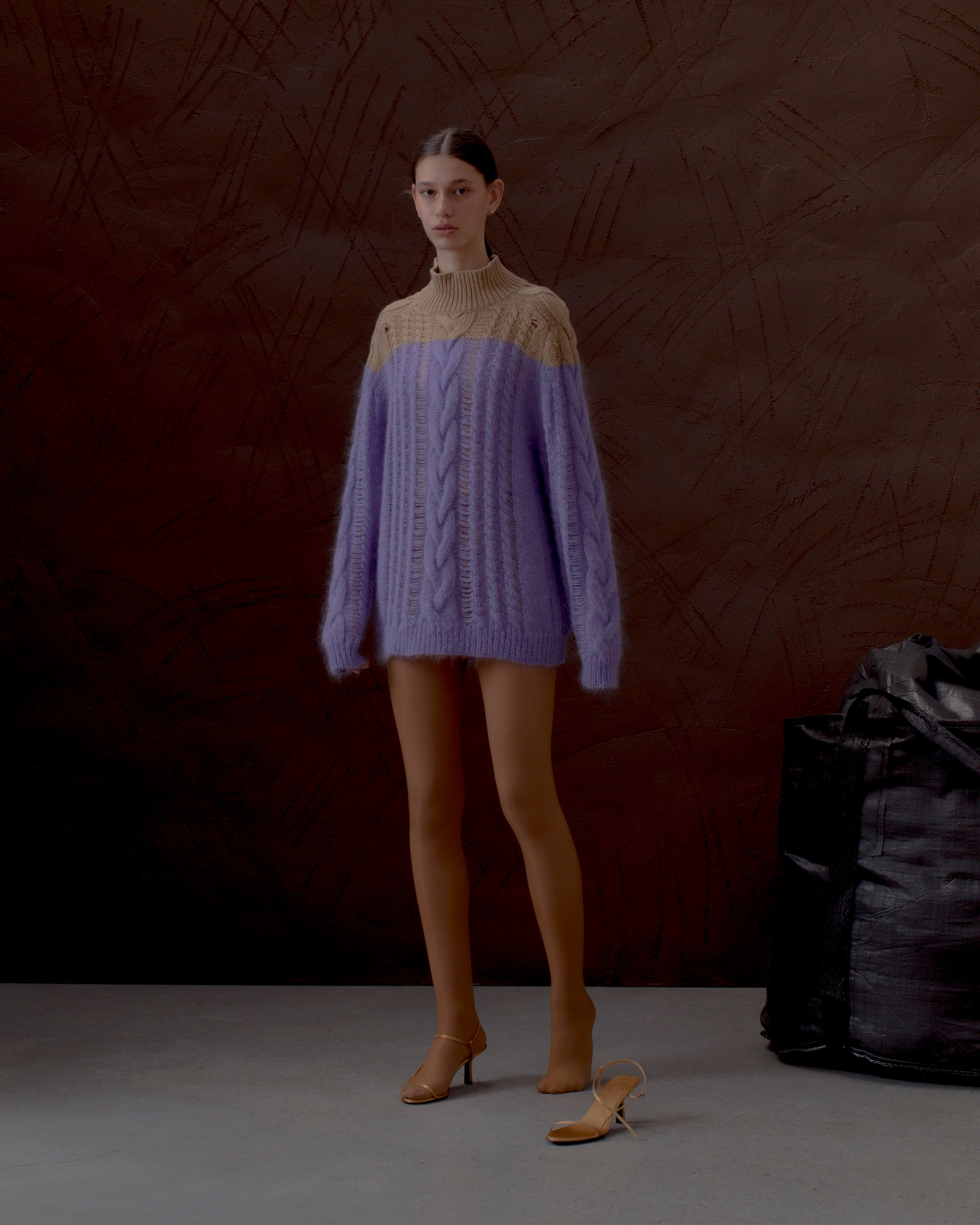 MOHAIR CABLE SWEATER [LAVENDER]