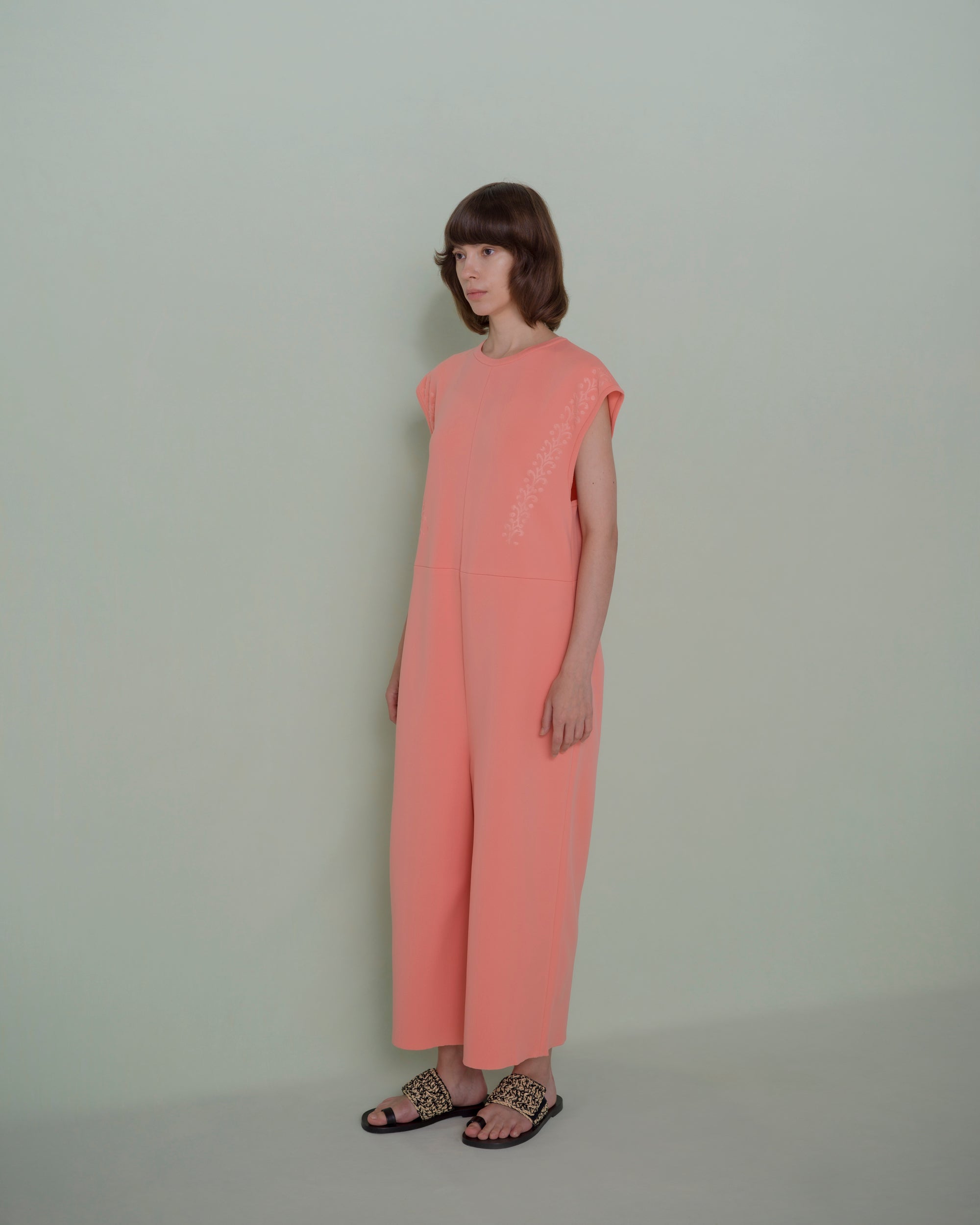 EMBOSS KNITTED ROMPERS [SALMON PINK]