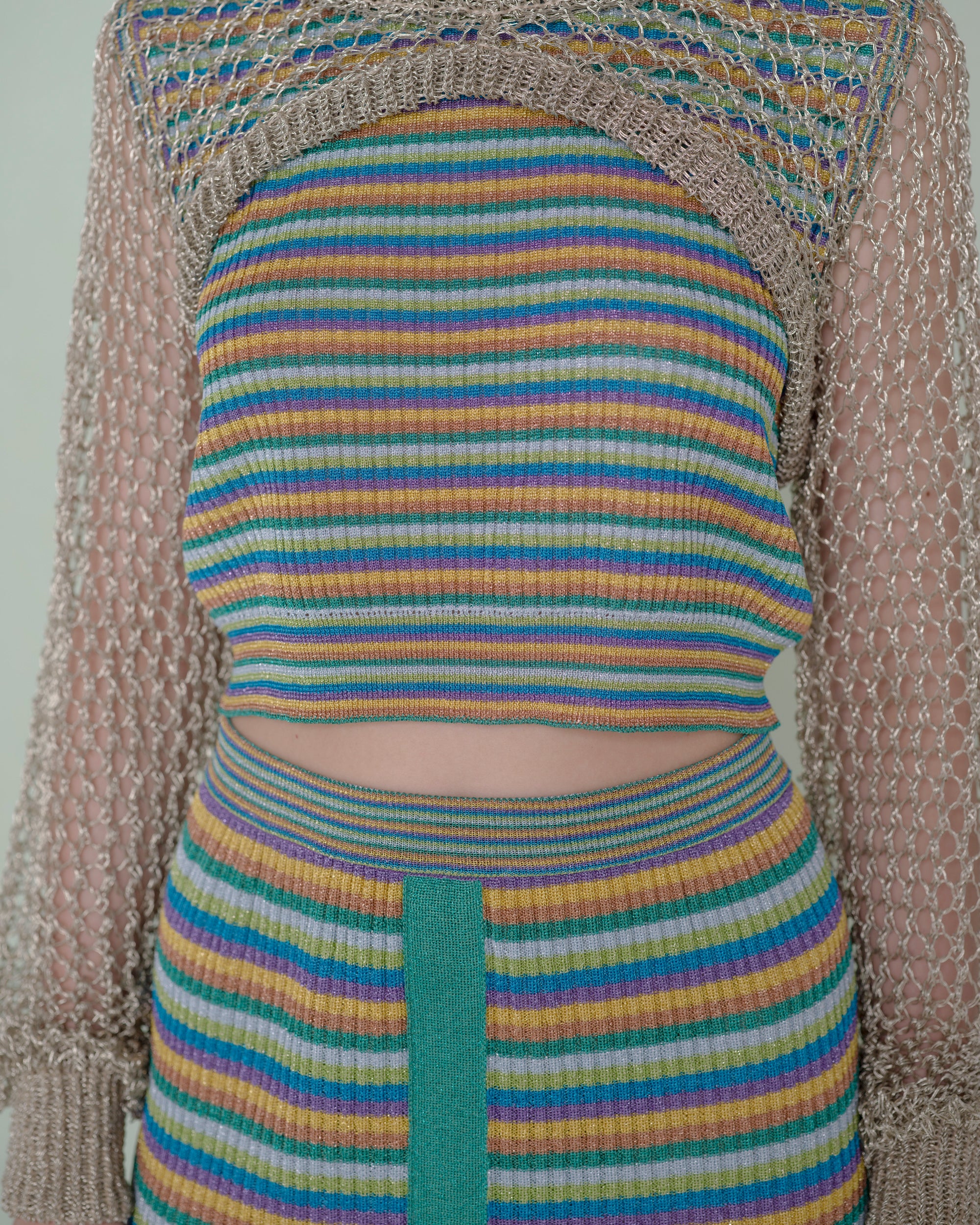 LULEX MULTIBORDER KNITTED TANK TOP [BLUE×GREEN MIX]