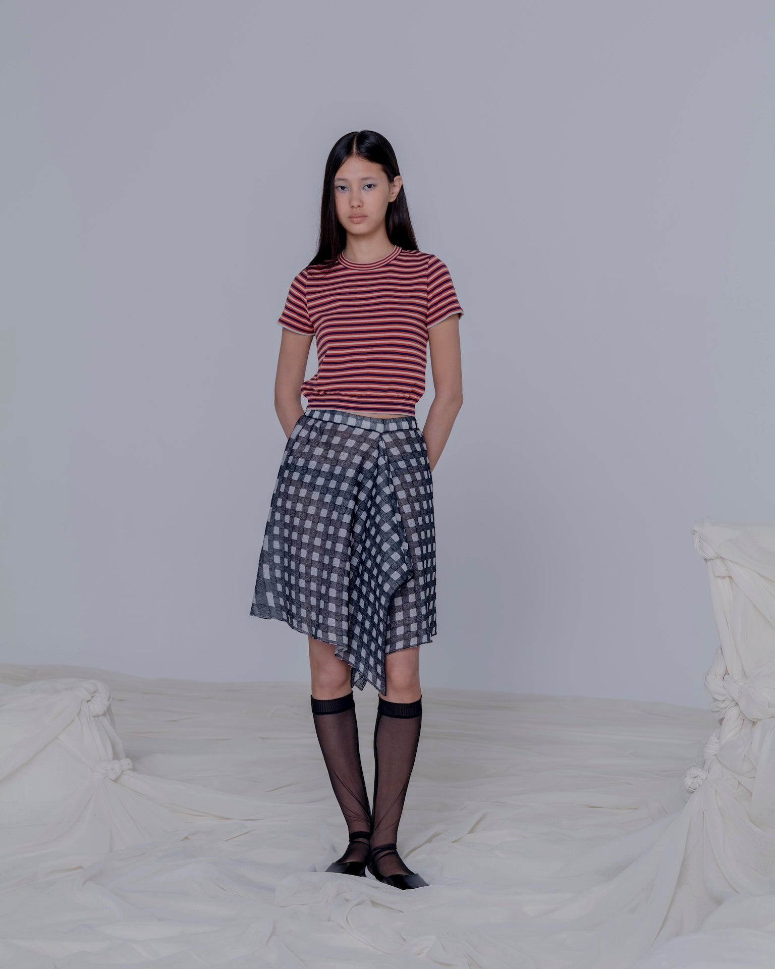 COMPACT KNITTED TEE [YELLOW MIX BORDER]