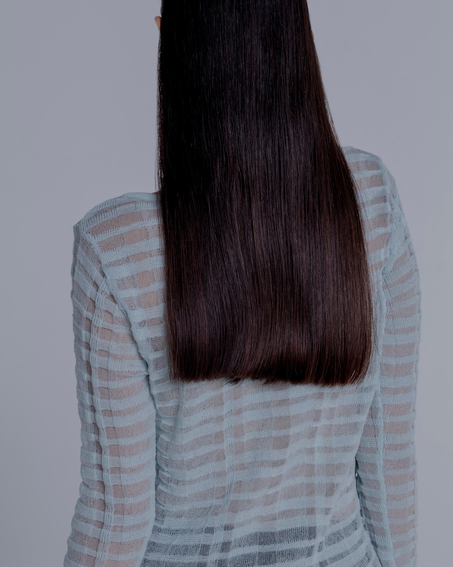 FLOWING CHECKED KNIT PULLOVER [AQUA]