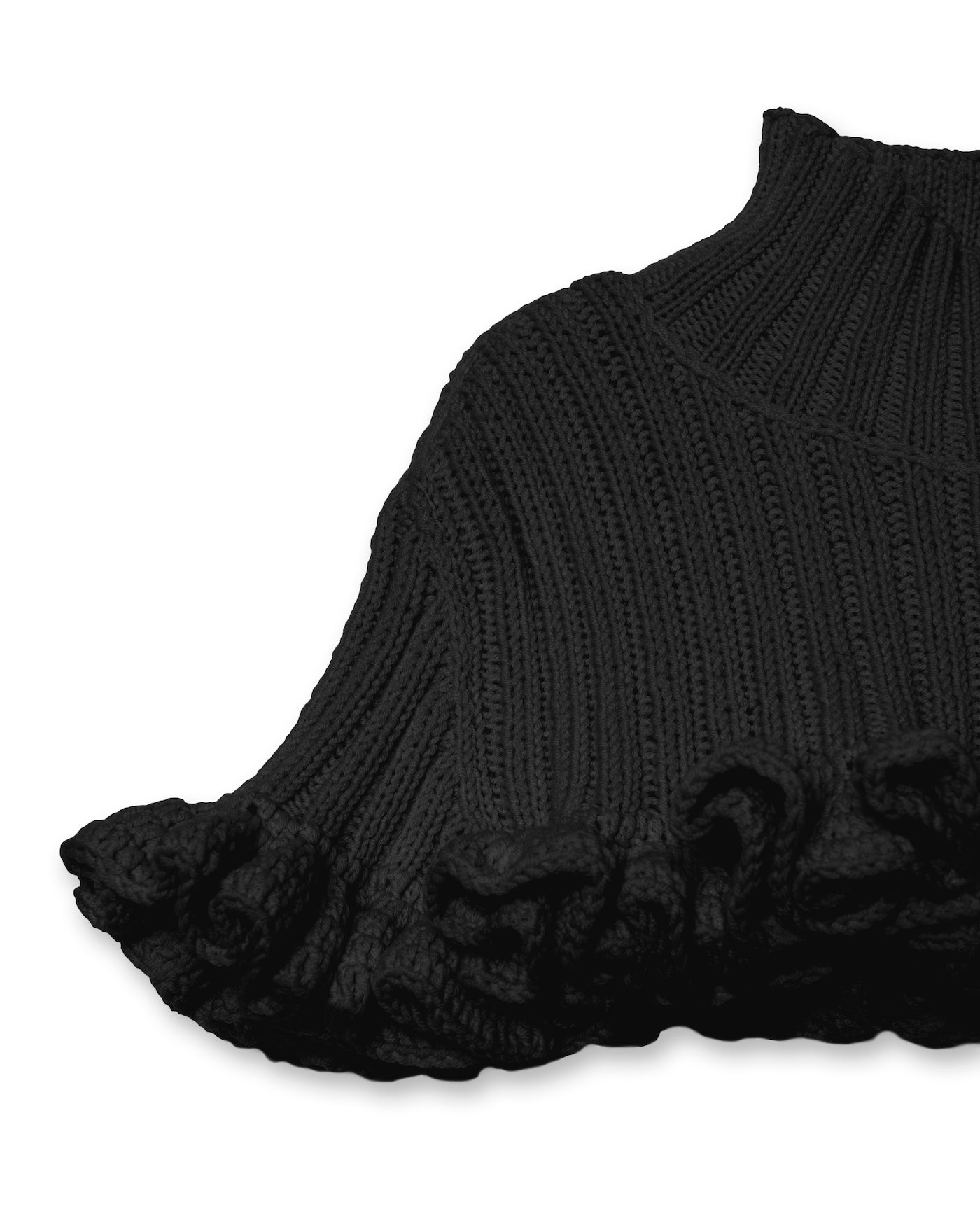 RAFFLE KNIT CAPE BY HAND [BLACK]