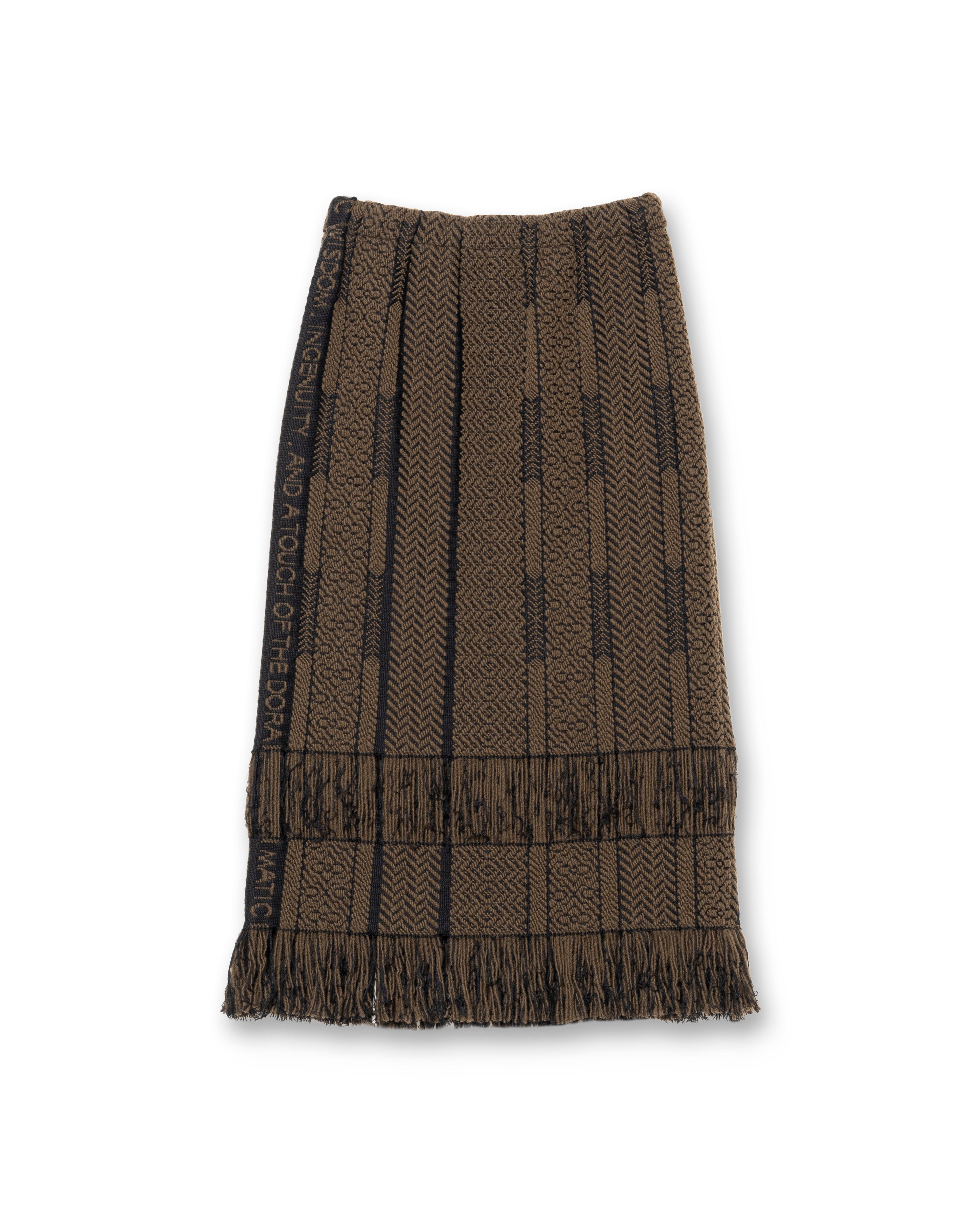 INLAY STITCH KNIT SKIRT [OLIVE BROWN]