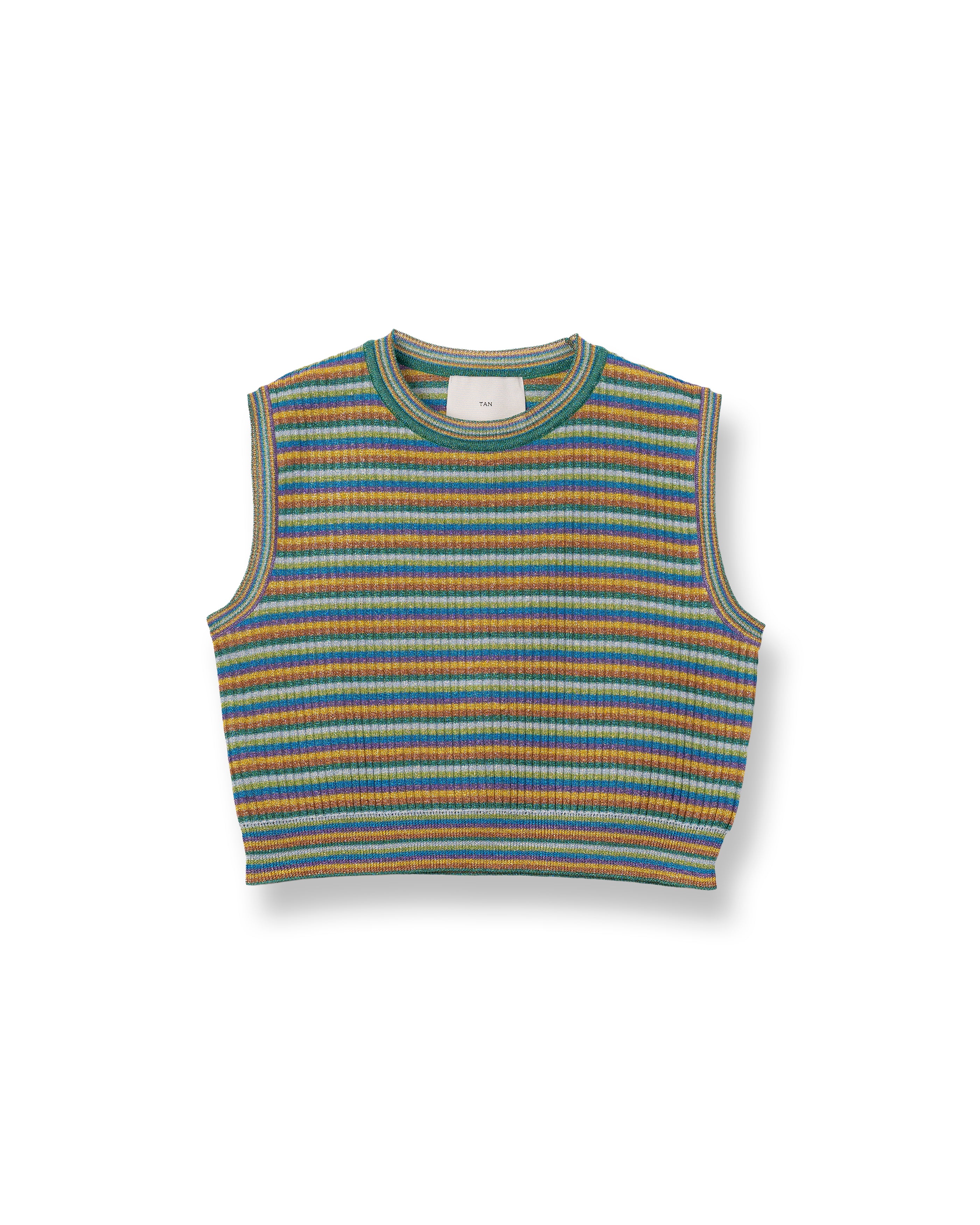 LULEX MULTIBORDER KNITTED TANK TOP [BLUE×GREEN MIX]