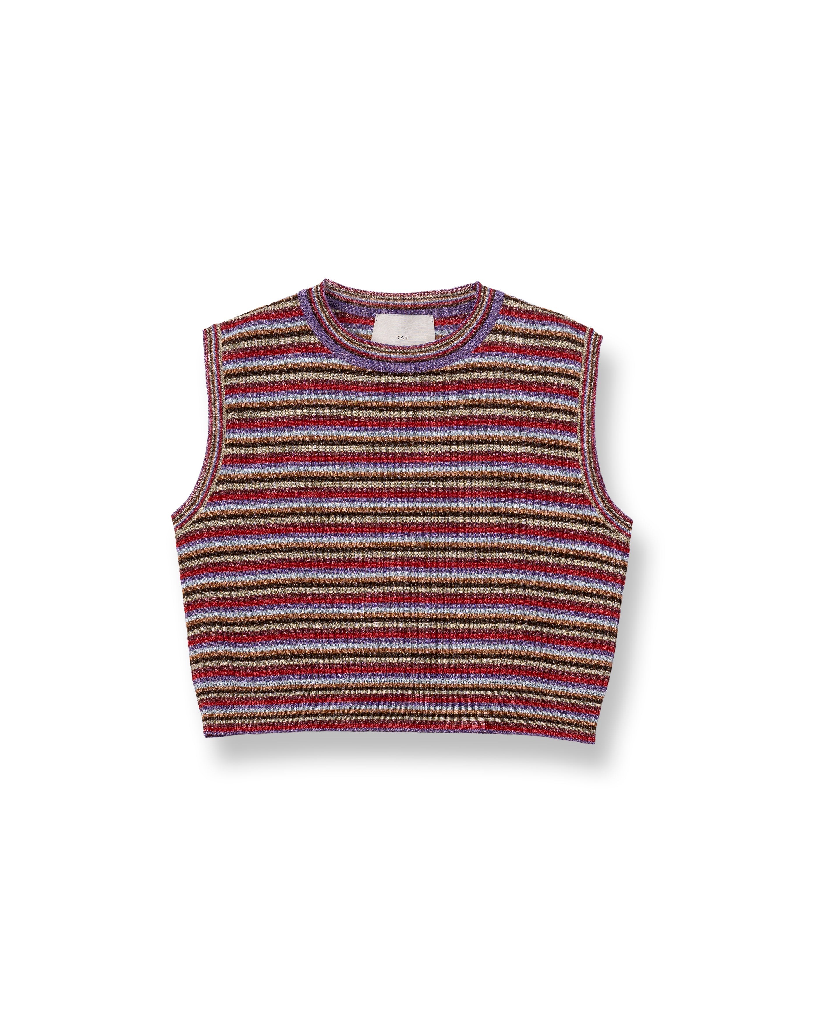 LULEX MULTIBORDER KNITTED TANK TOP [RED×BROWN MIX]