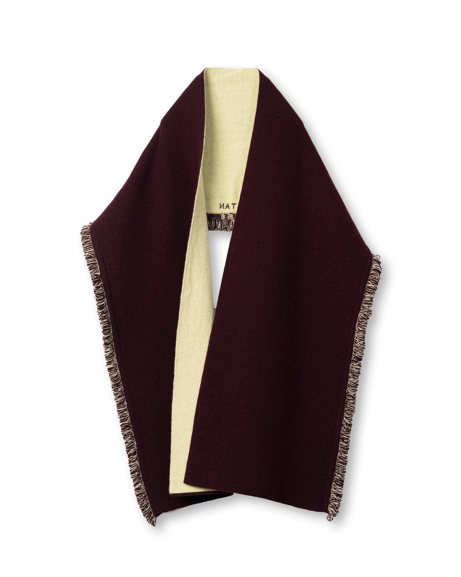 REVERSIBLE CASHMERE KNIT SCARF [WINE×LT GREEN]