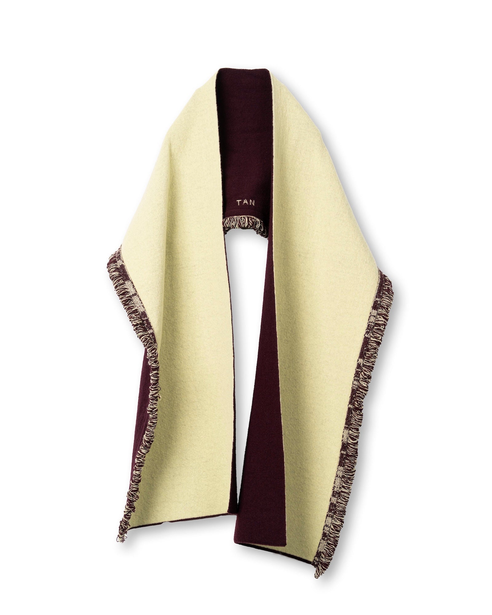 REVERSIBLE CASHMERE KNIT SCARF [WINE×LT GREEN]