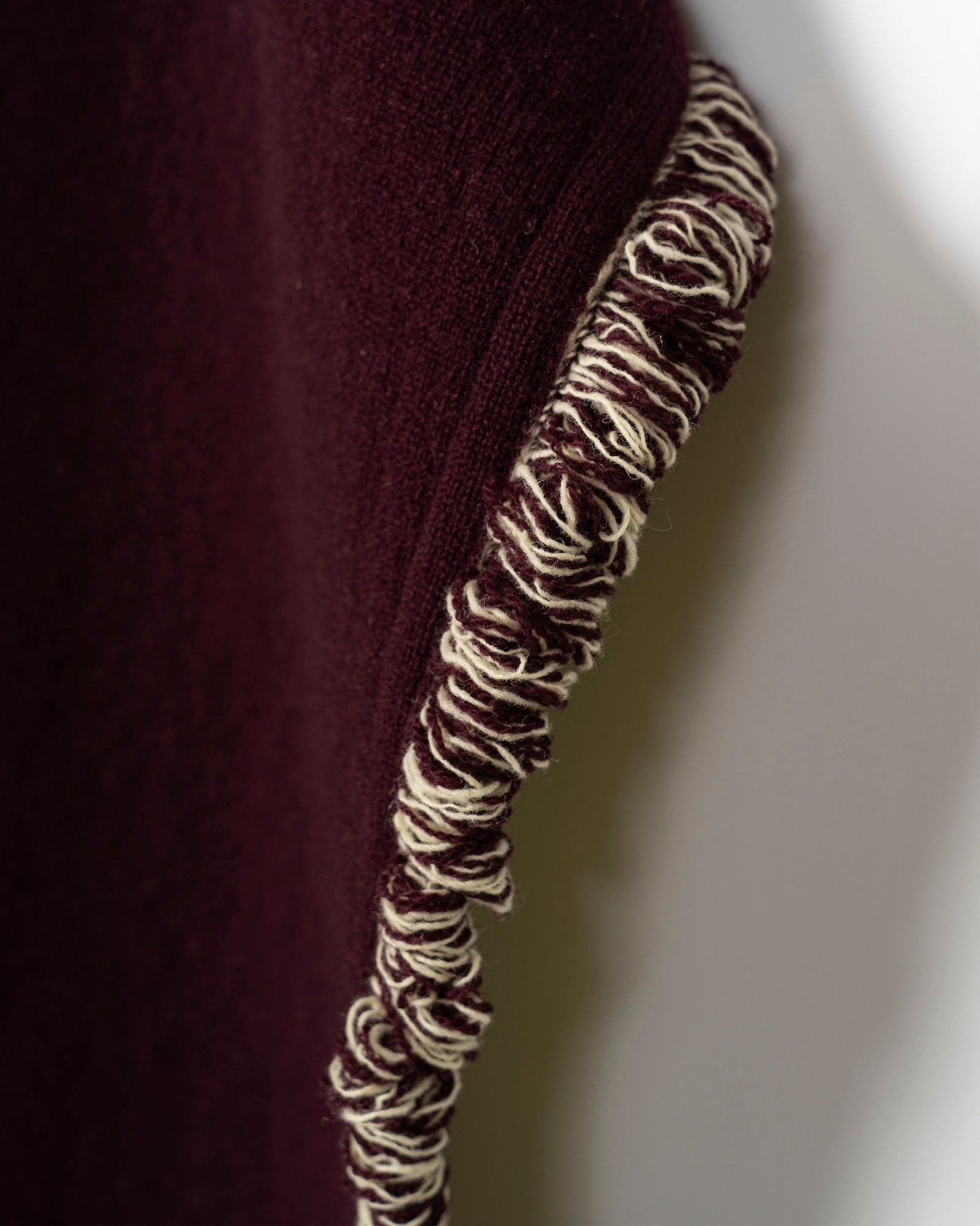 REVERSIBLE CASHMERE KNIT SCARF [WINE×LT GREEN]