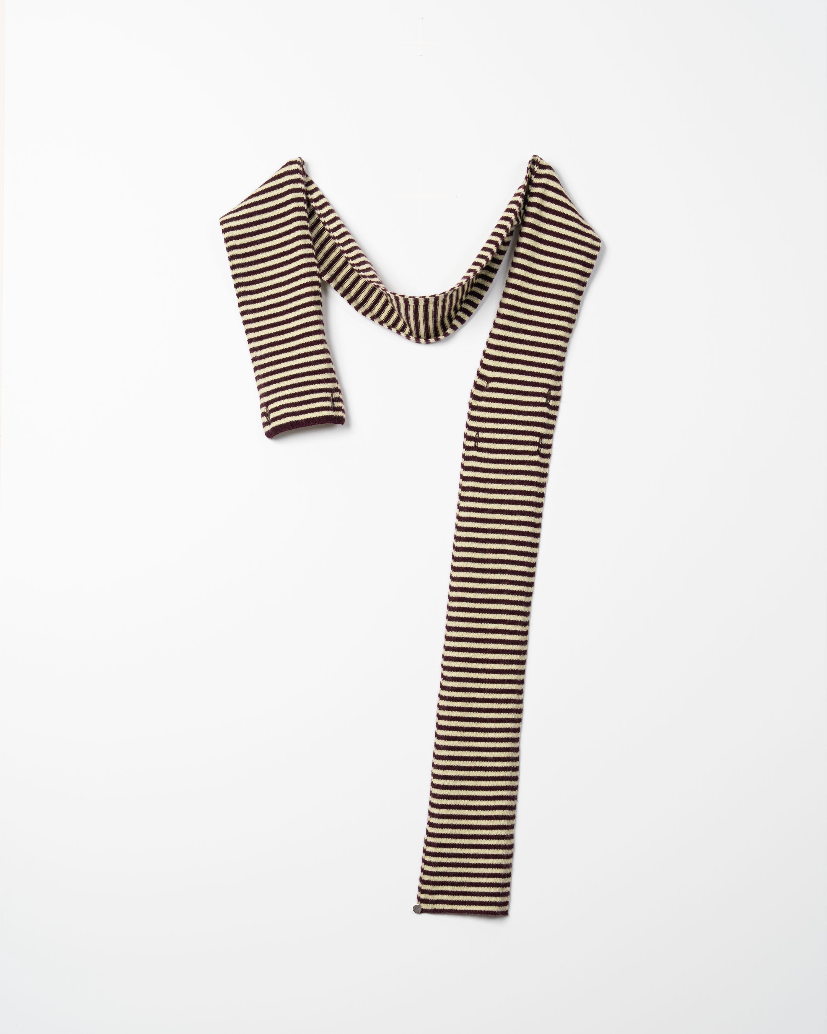 CASHMERE STRIPED KNIT VEST WITH LONG SCARF [WINE×LT GREEN]