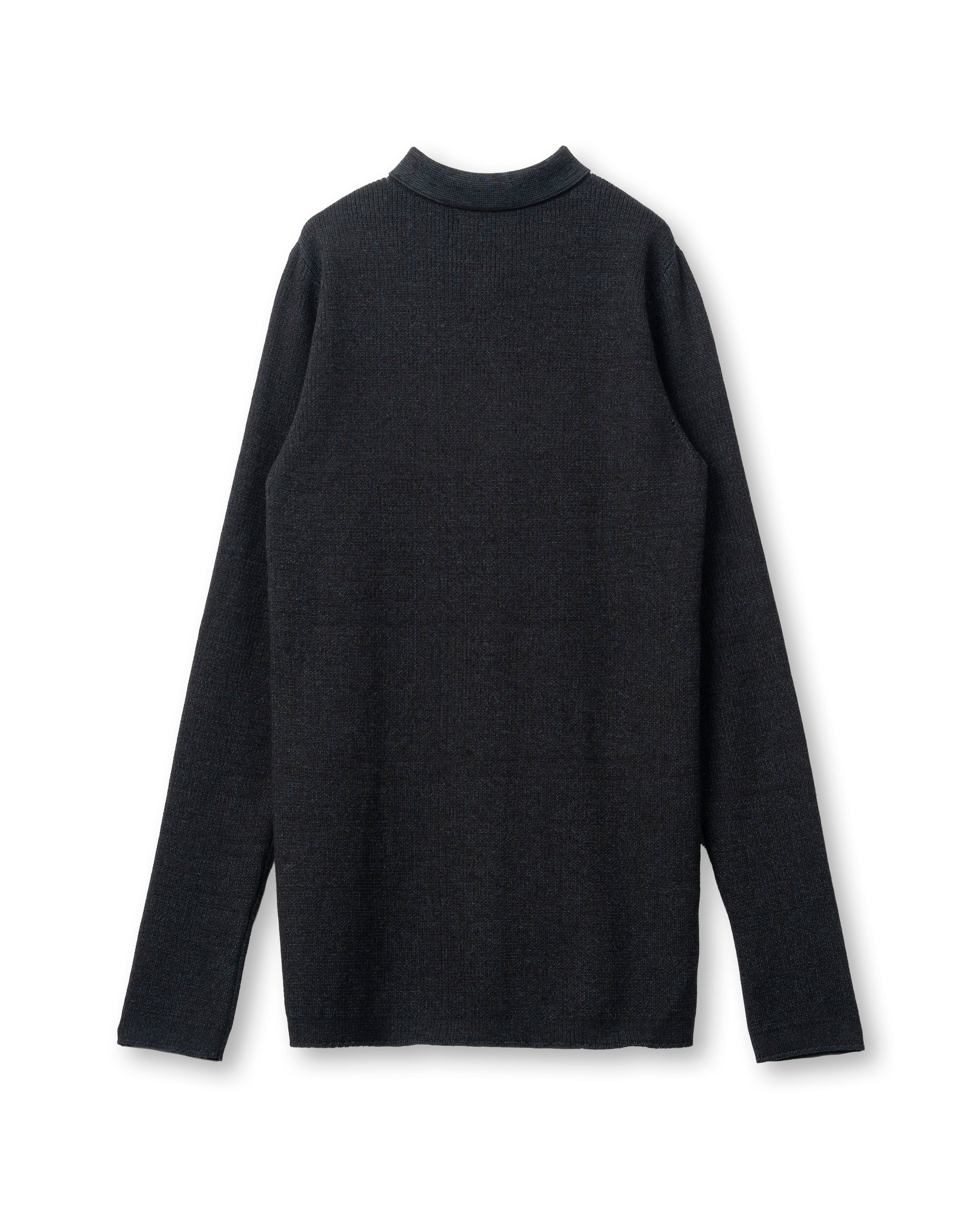 SMOOTH TENCEL WOOL KNIT DIA PATTERN SHIRTS [BLACK]