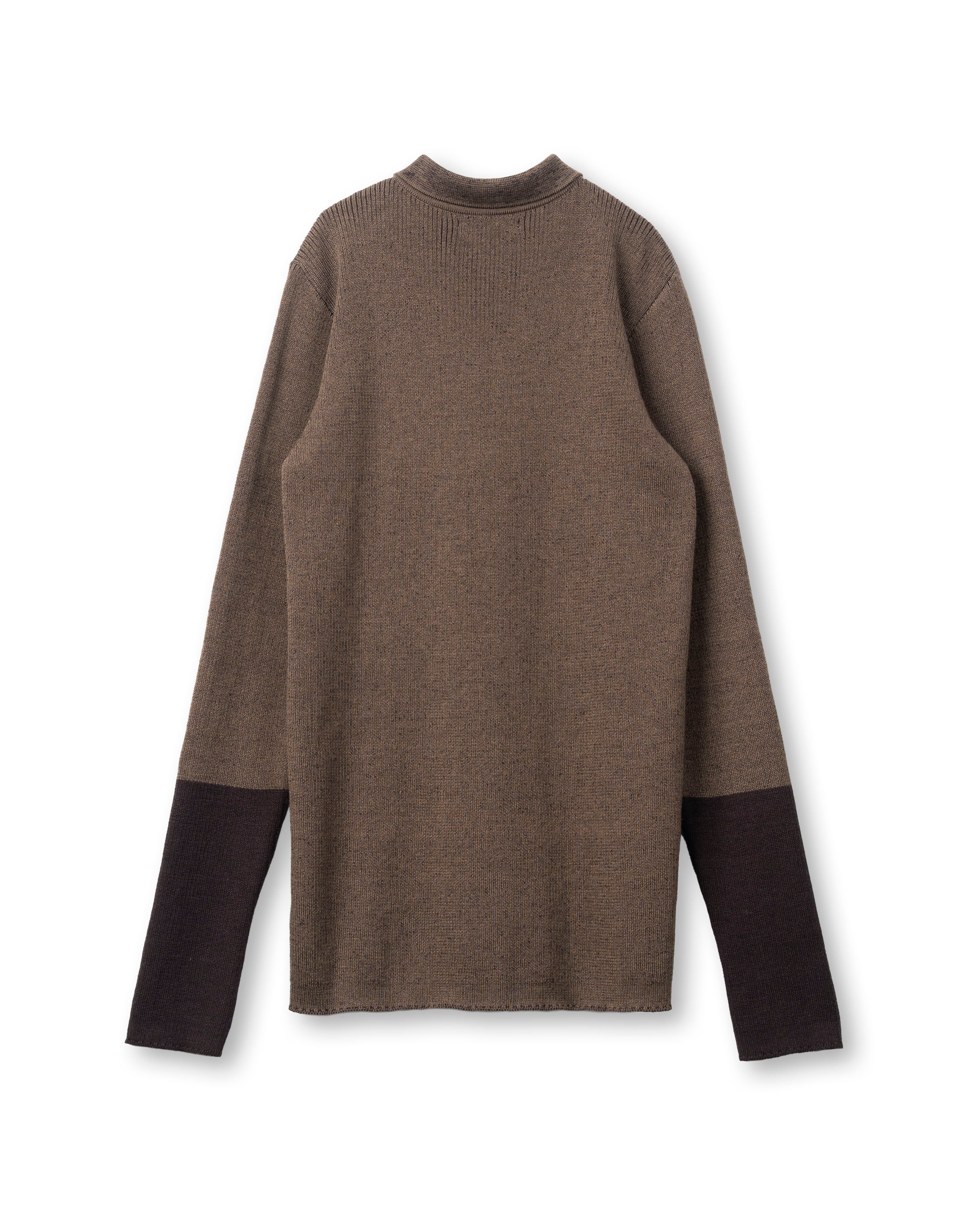 SMOOTH TENCEL WOOL KNIT DIA PATTERN SHIRTS [BROWN]