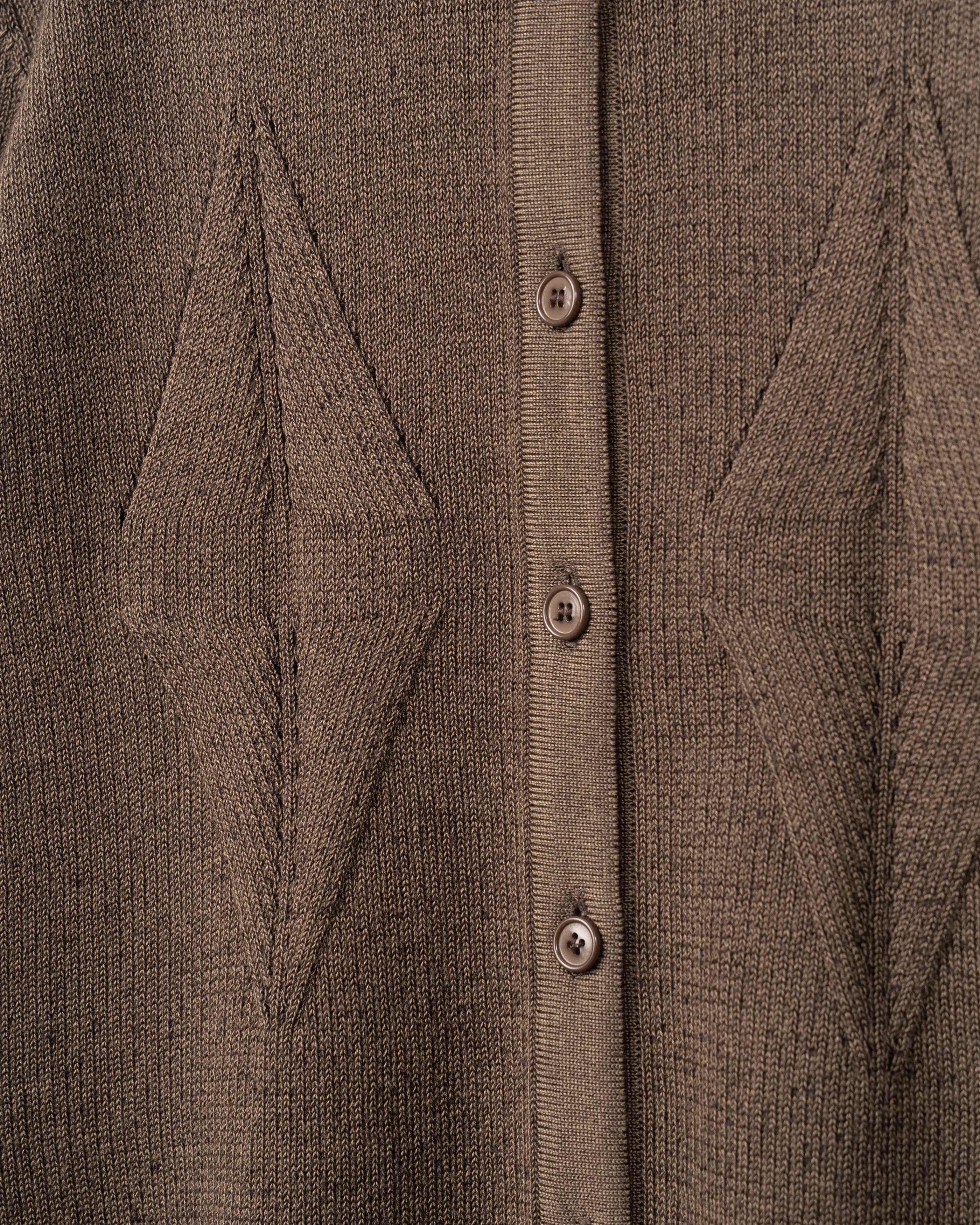 SMOOTH TENCEL WOOL KNIT DIA PATTERN SHIRTS [BROWN]