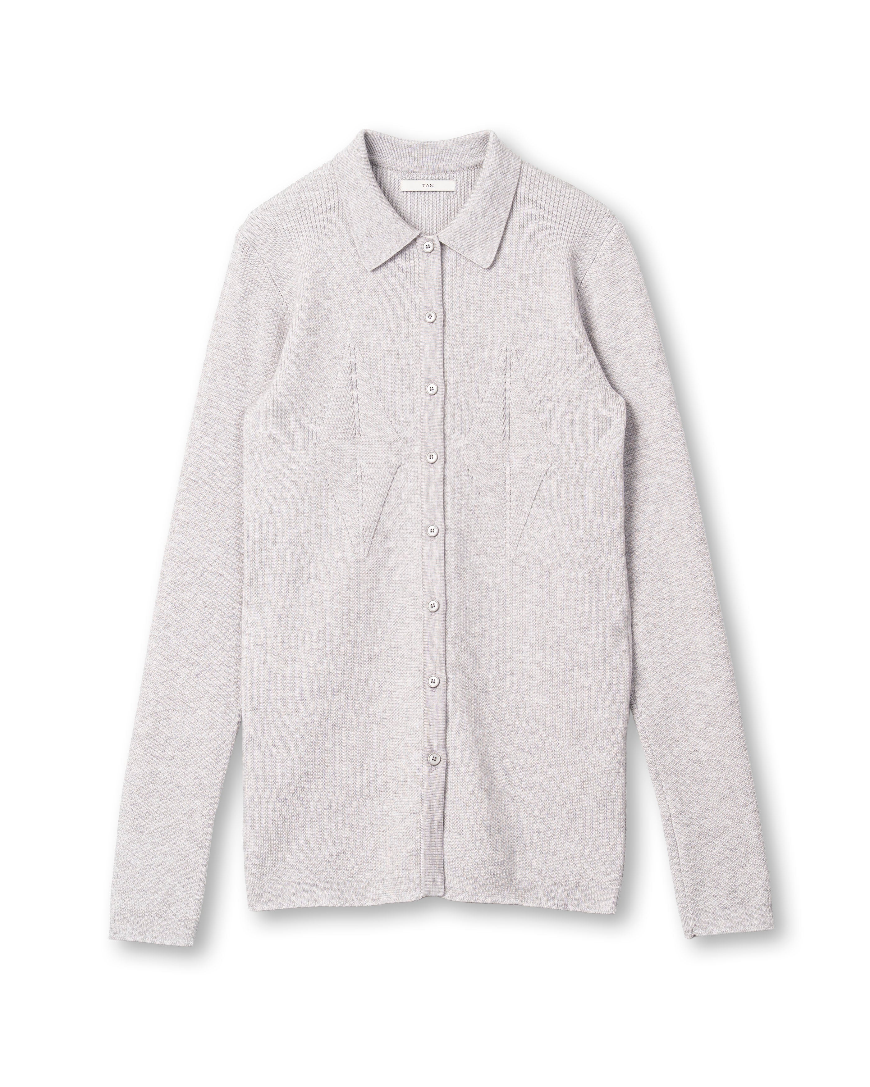 SMOOTH TENCEL WOOL KNIT DIA PATTERN SHIRTS [GRAY]