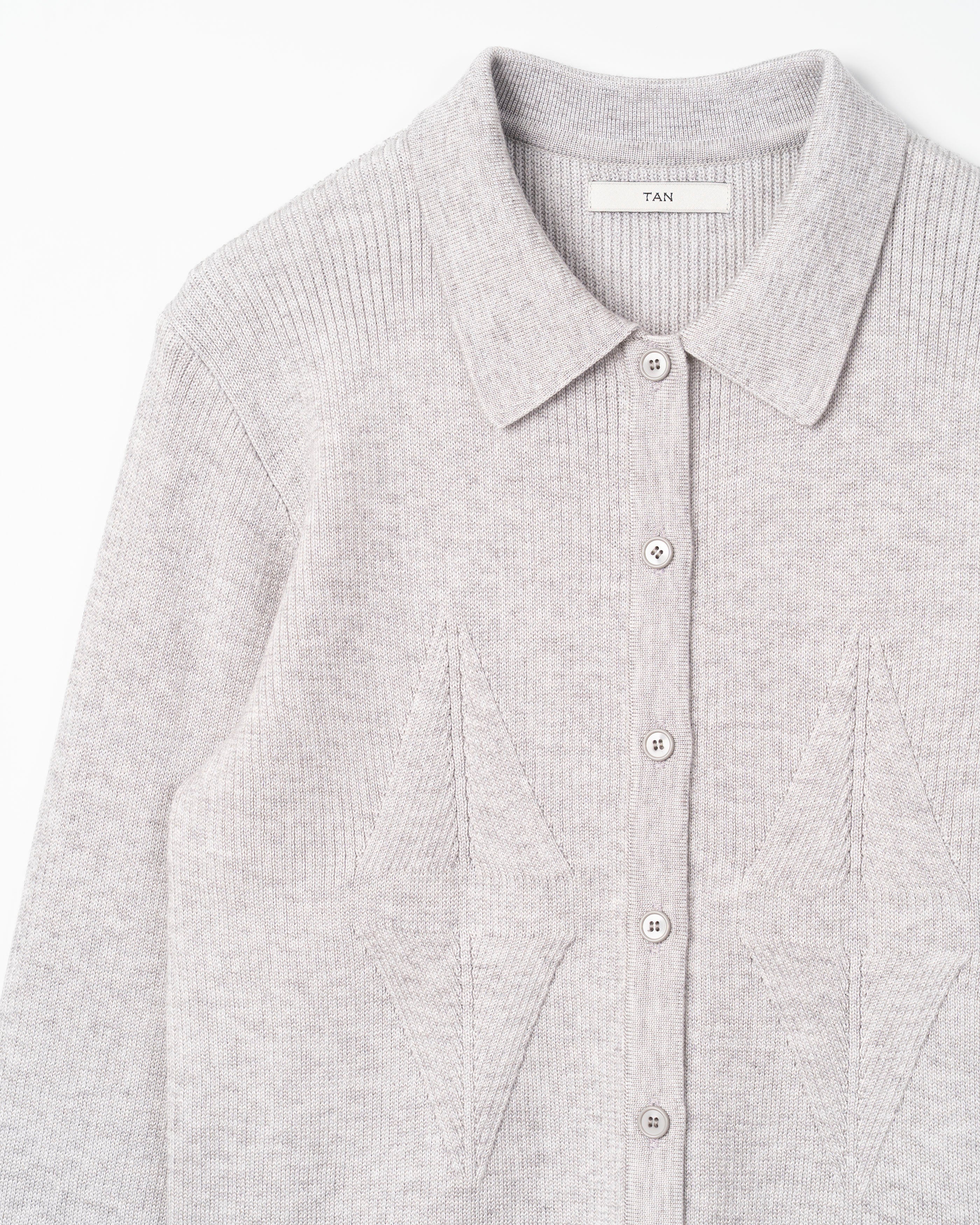 SMOOTH TENCEL WOOL KNIT DIA PATTERN SHIRTS [GRAY]