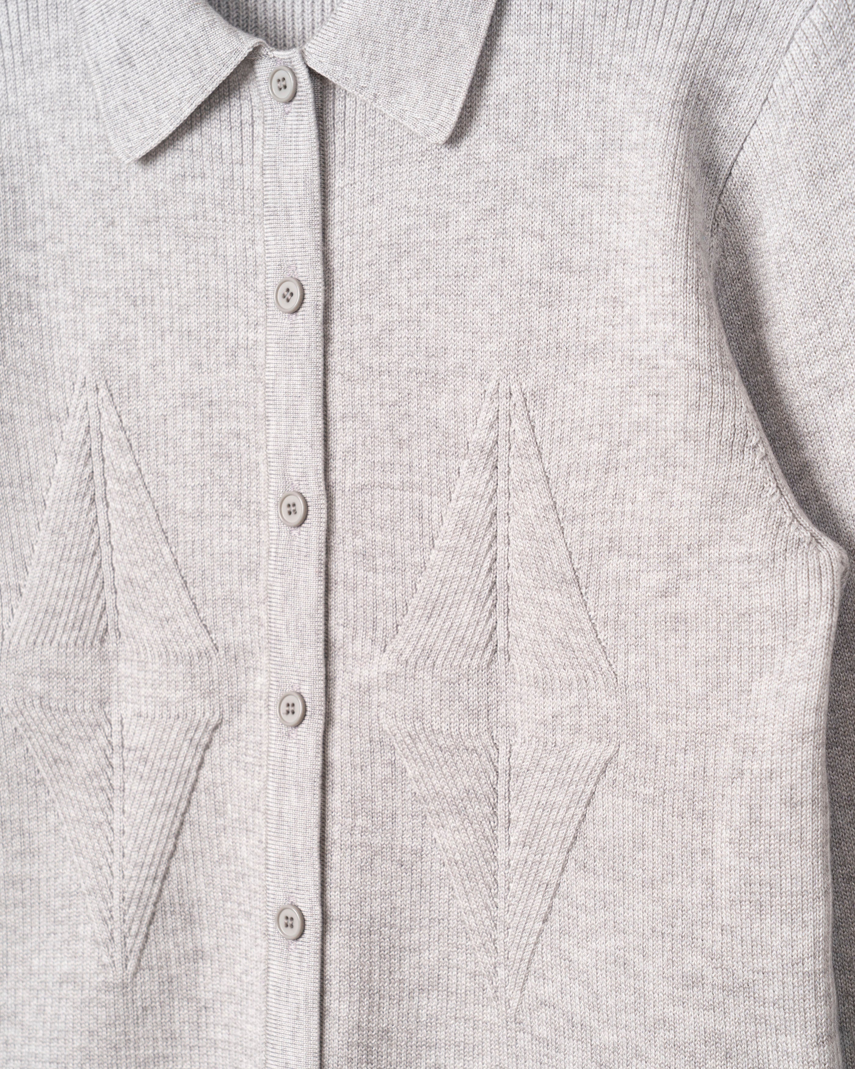 SMOOTH TENCEL WOOL KNIT DIA PATTERN SHIRTS [GRAY]