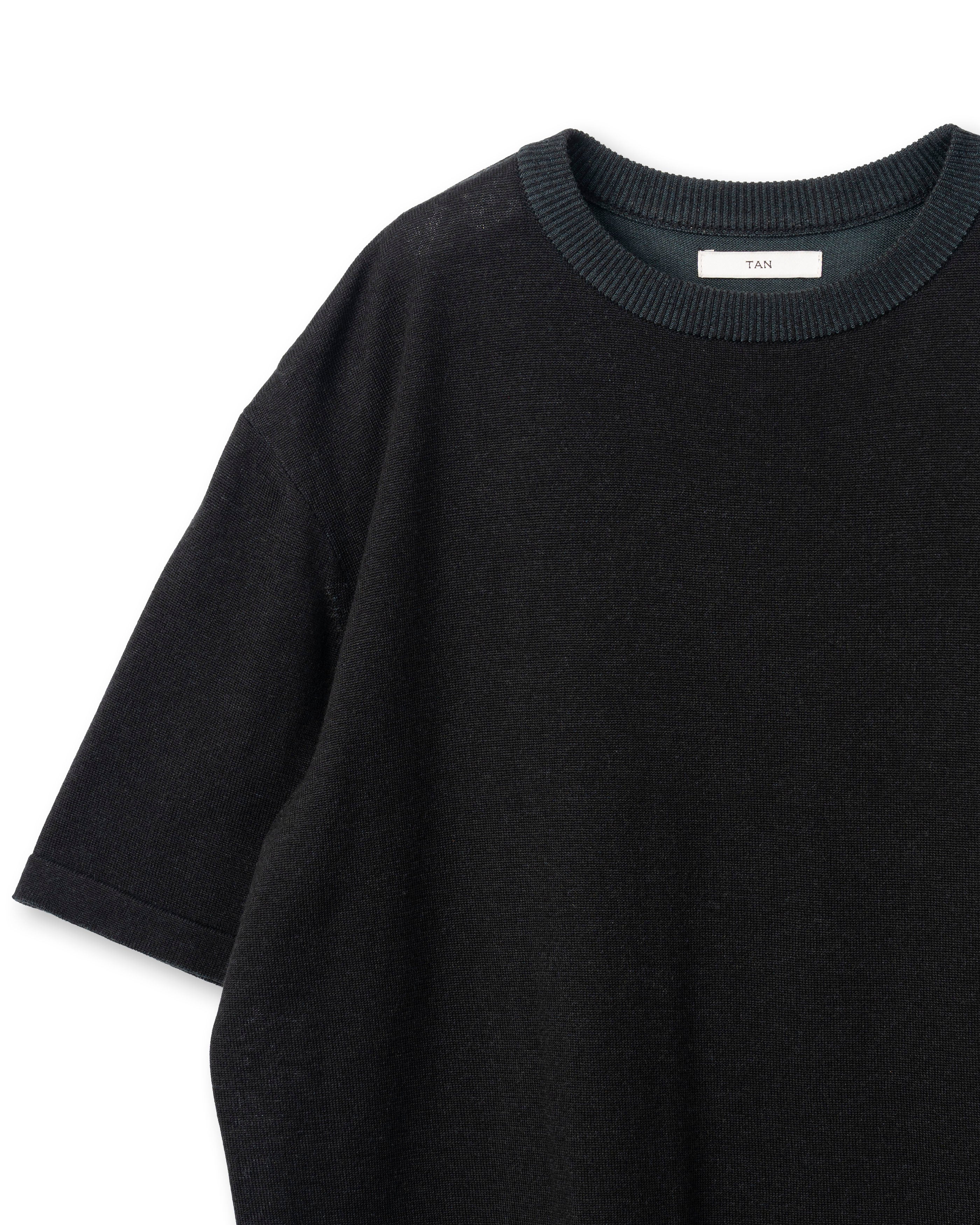 SMOOTH TENCEL WOOL KNIT TEE [BLACK]