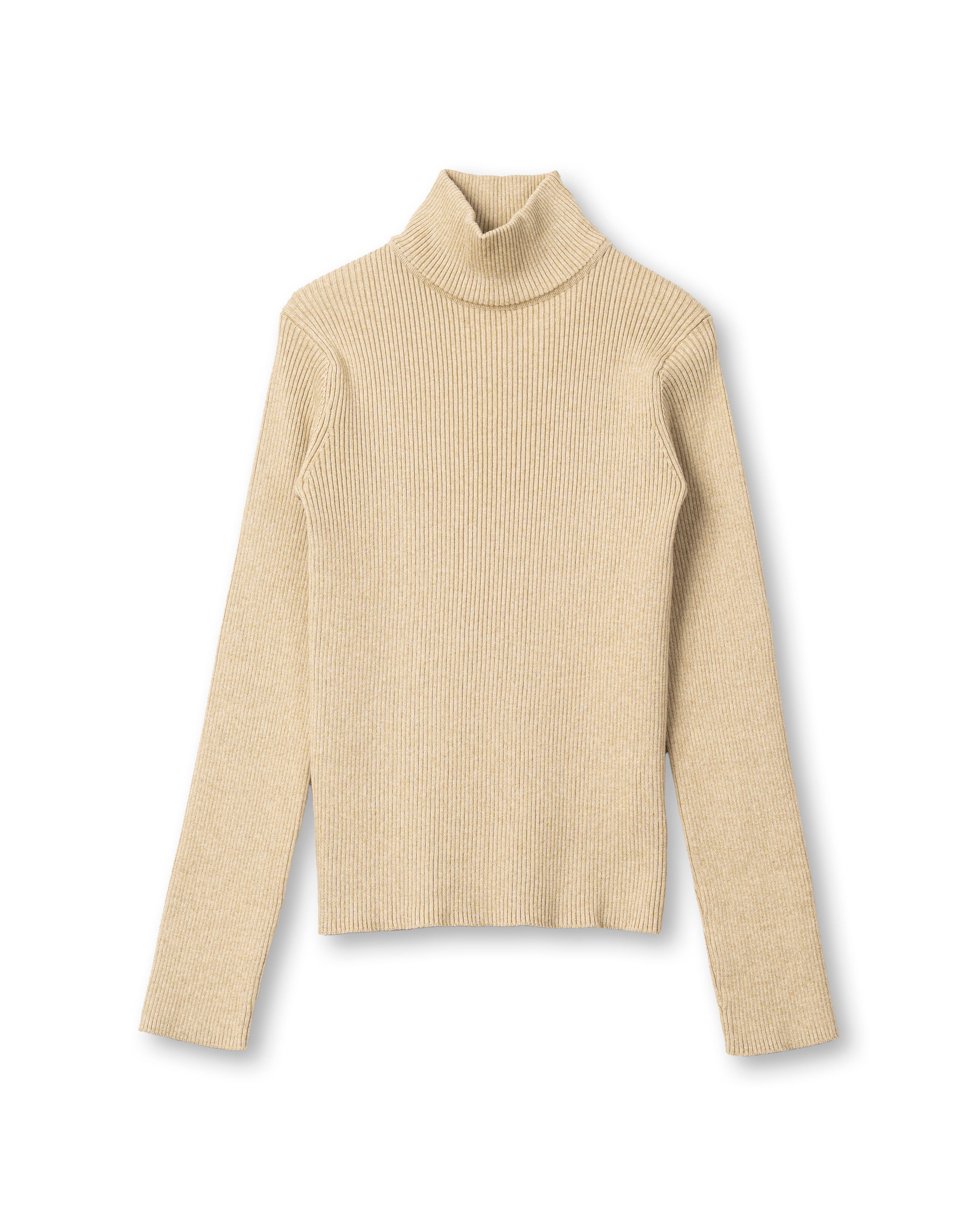 RIBBED TURTLE TOP [BEIGE]