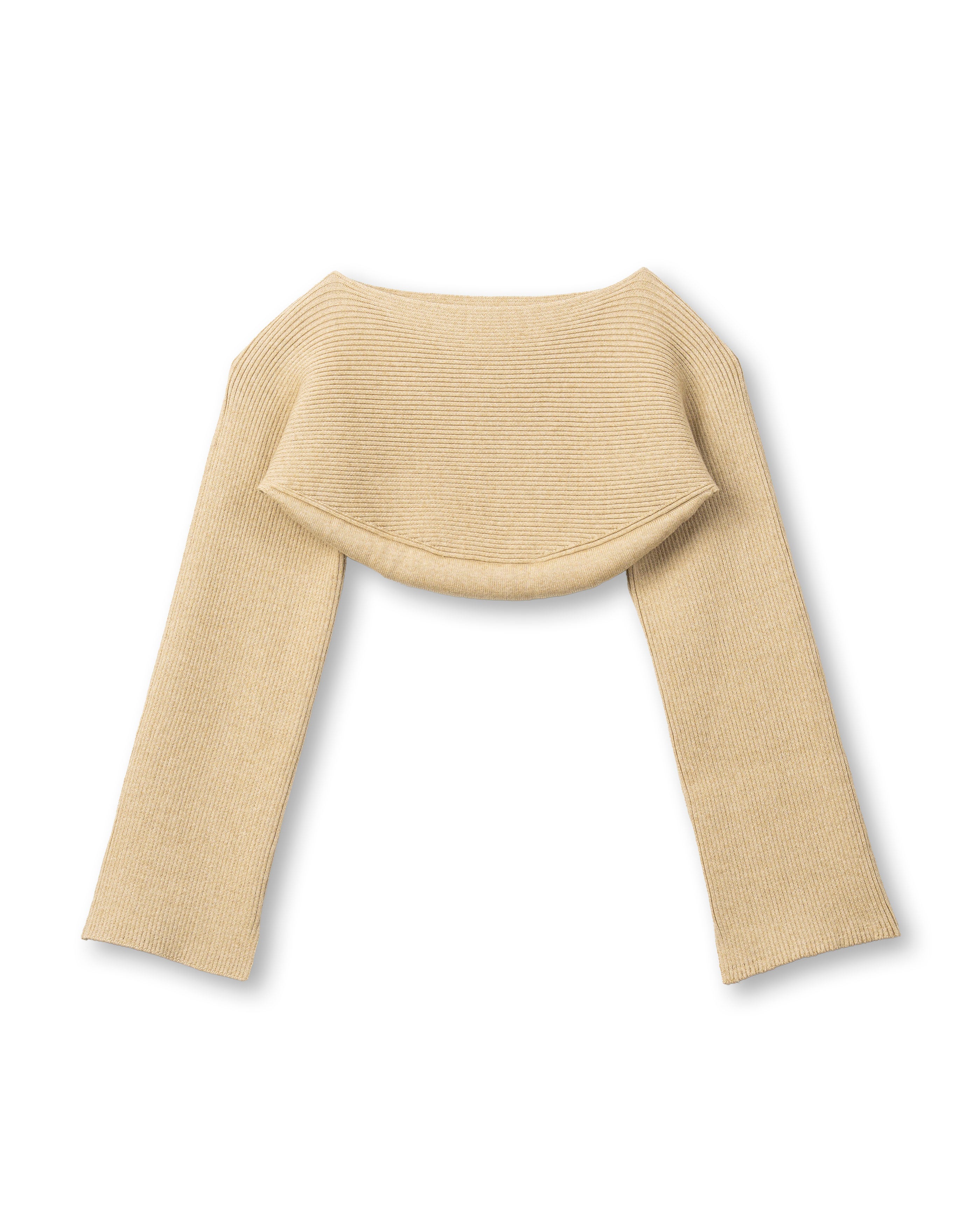 PADDED HEM KNIT SLEEVES [BEIGE]