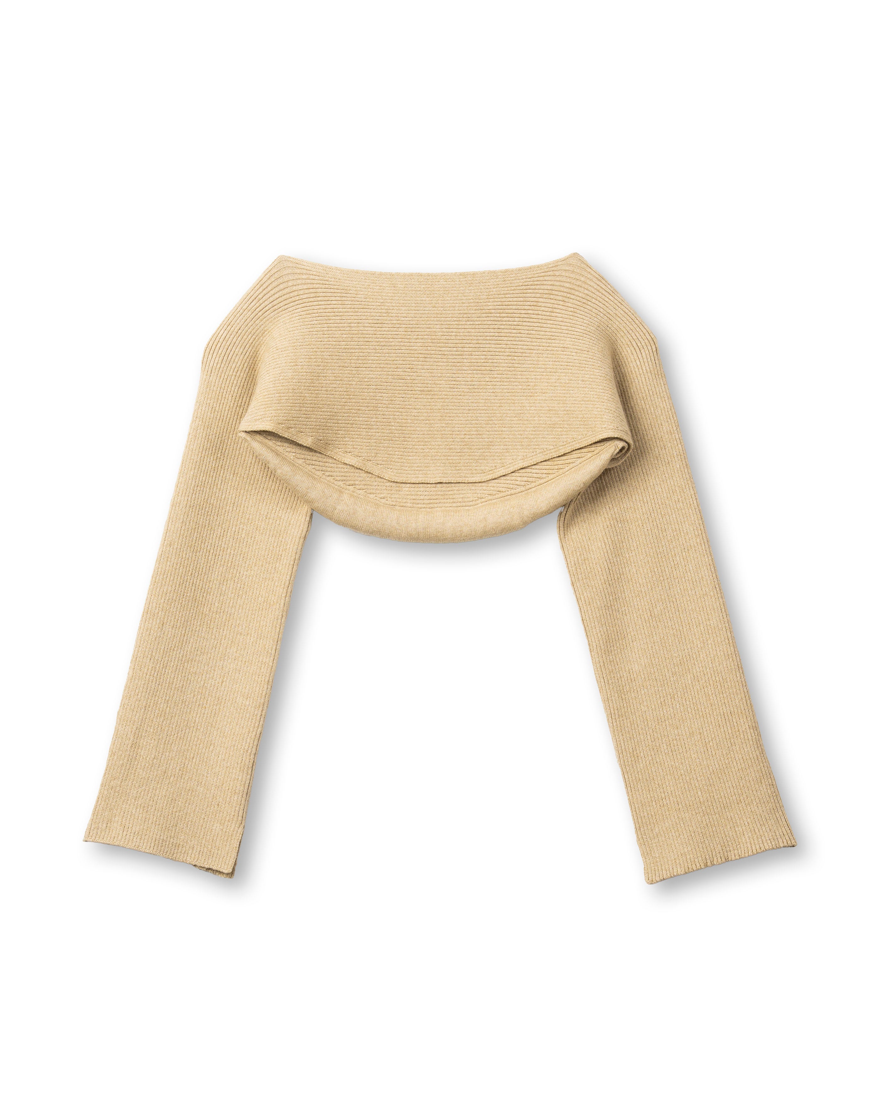 PADDED HEM KNIT SLEEVES [BEIGE]