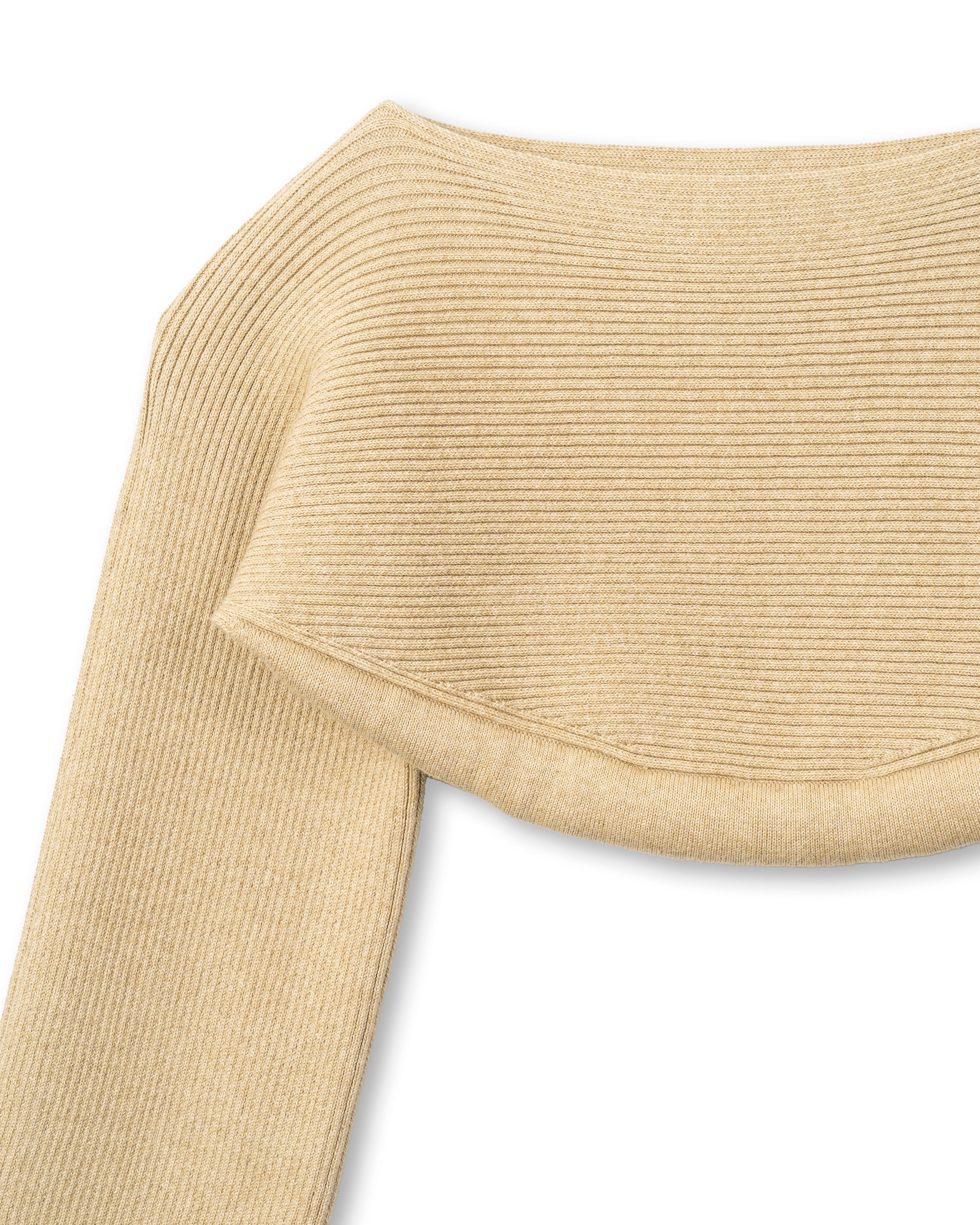 PADDED HEM KNIT SLEEVES [BEIGE]