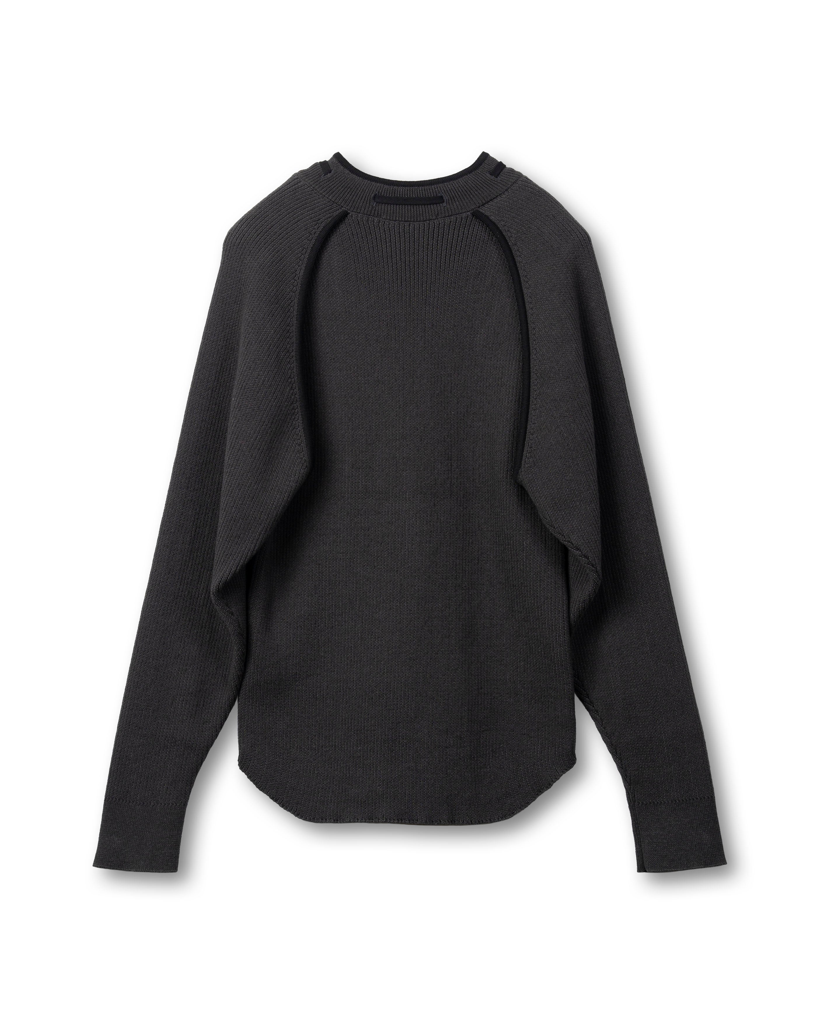 OPEN SLEEVE V/NECK KNIT TOP [STEEL GRAY]