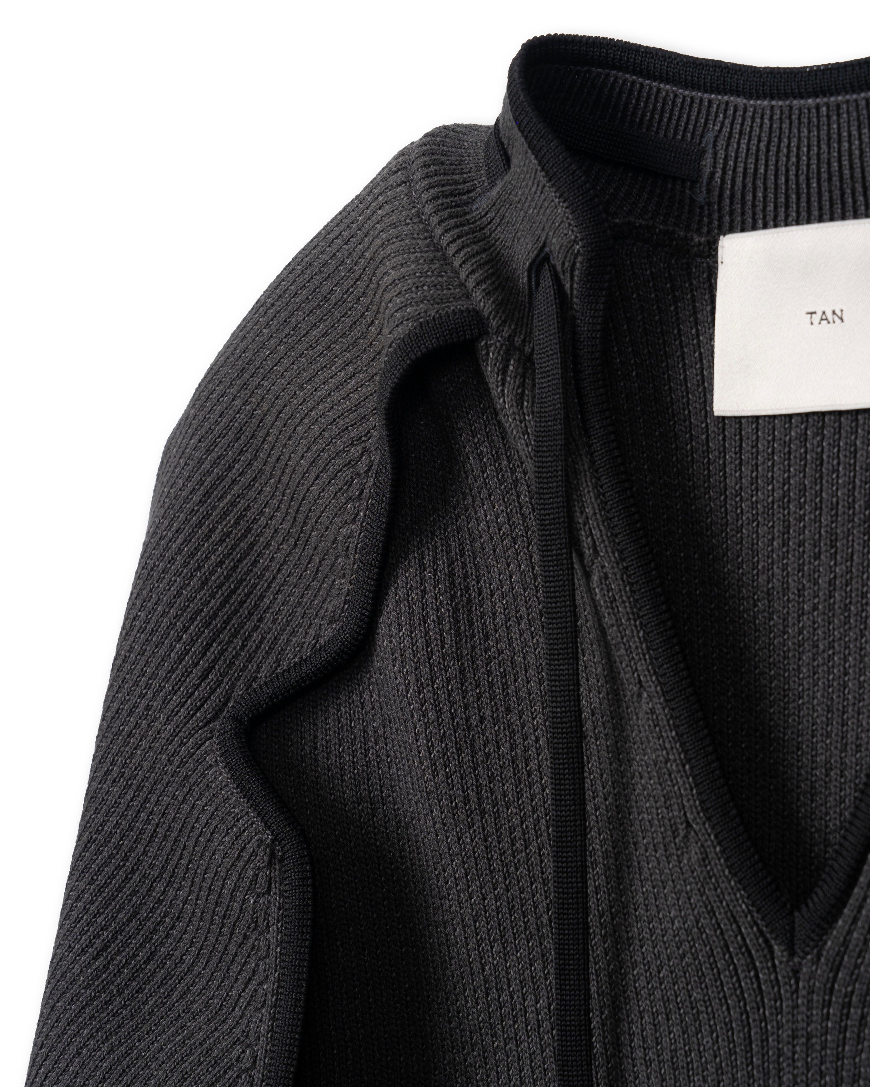 OPEN SLEEVE V/NECK KNIT TOP [STEEL GRAY]