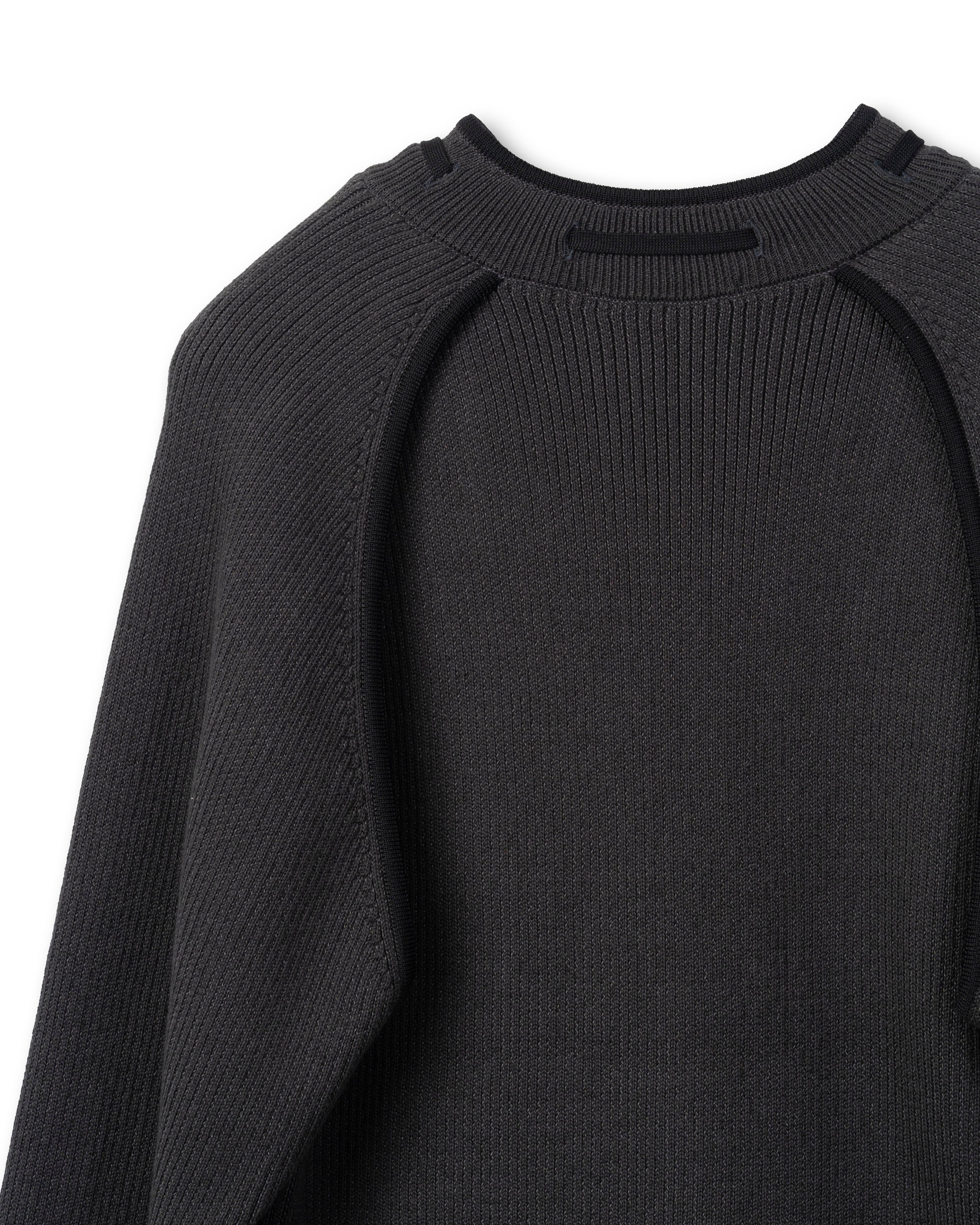OPEN SLEEVE V/NECK KNIT TOP [STEEL GRAY]