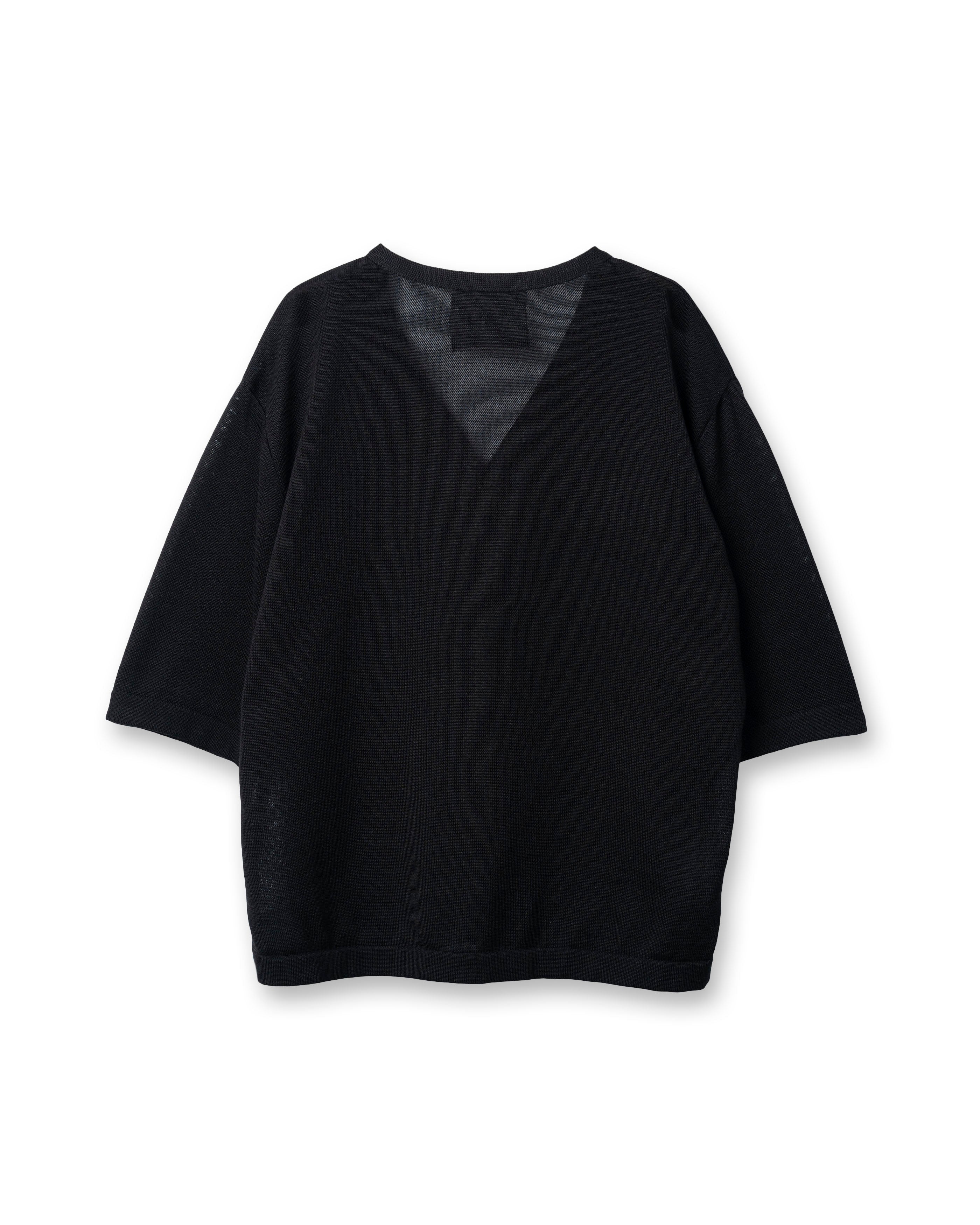SAILOR COLLAR V/NECK CARDIGAN [BLACK]