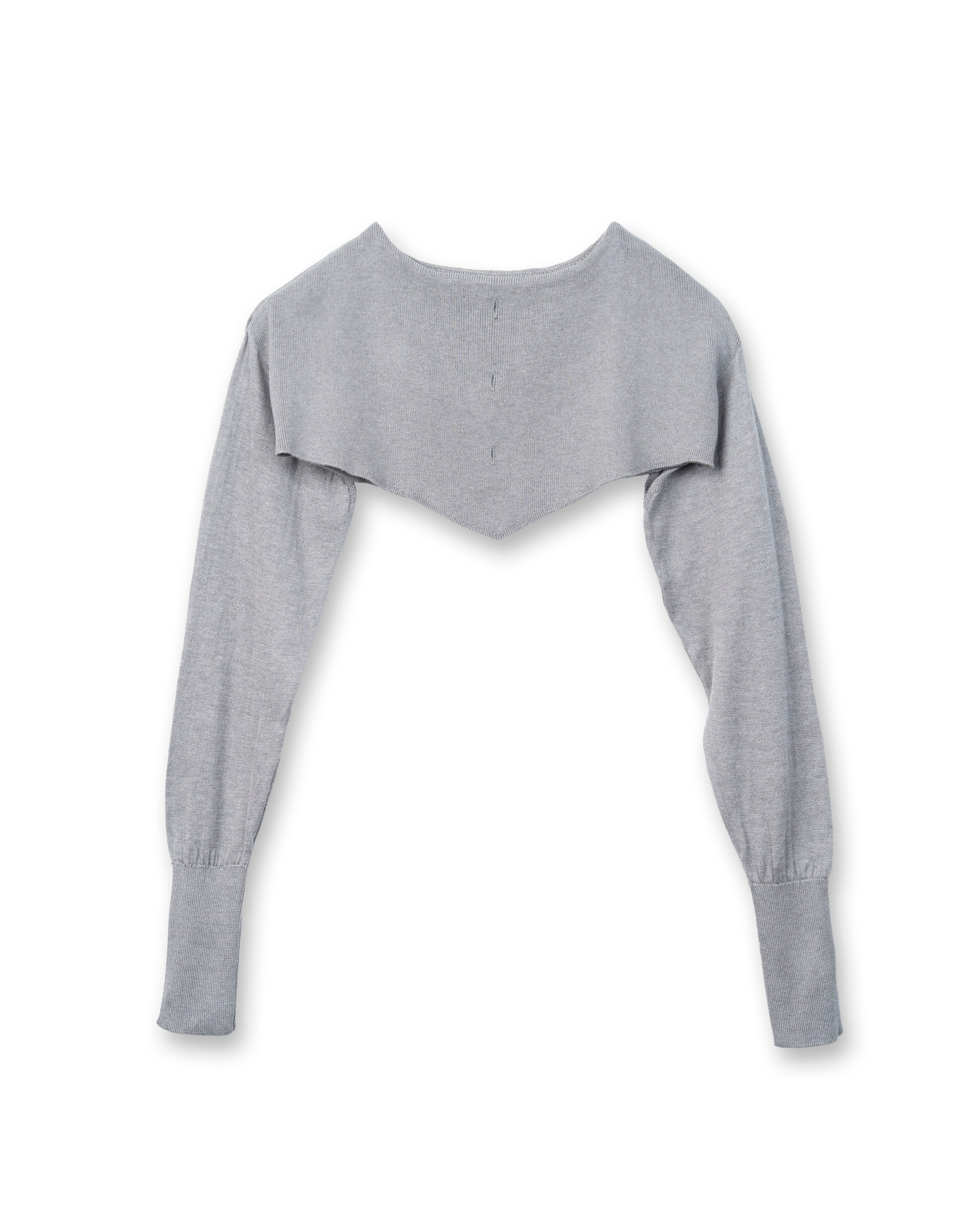SILK MIX V/HEM SHORT TOPS [GRAY]