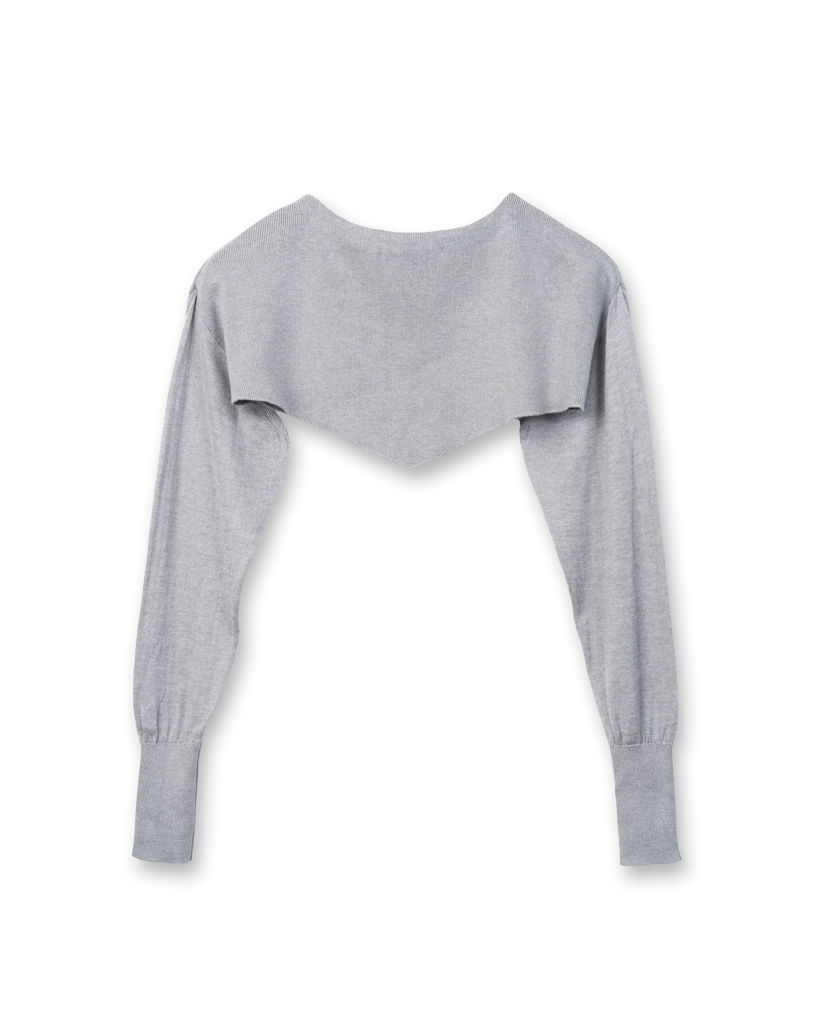 SILK MIX V/HEM SHORT TOPS [GRAY]