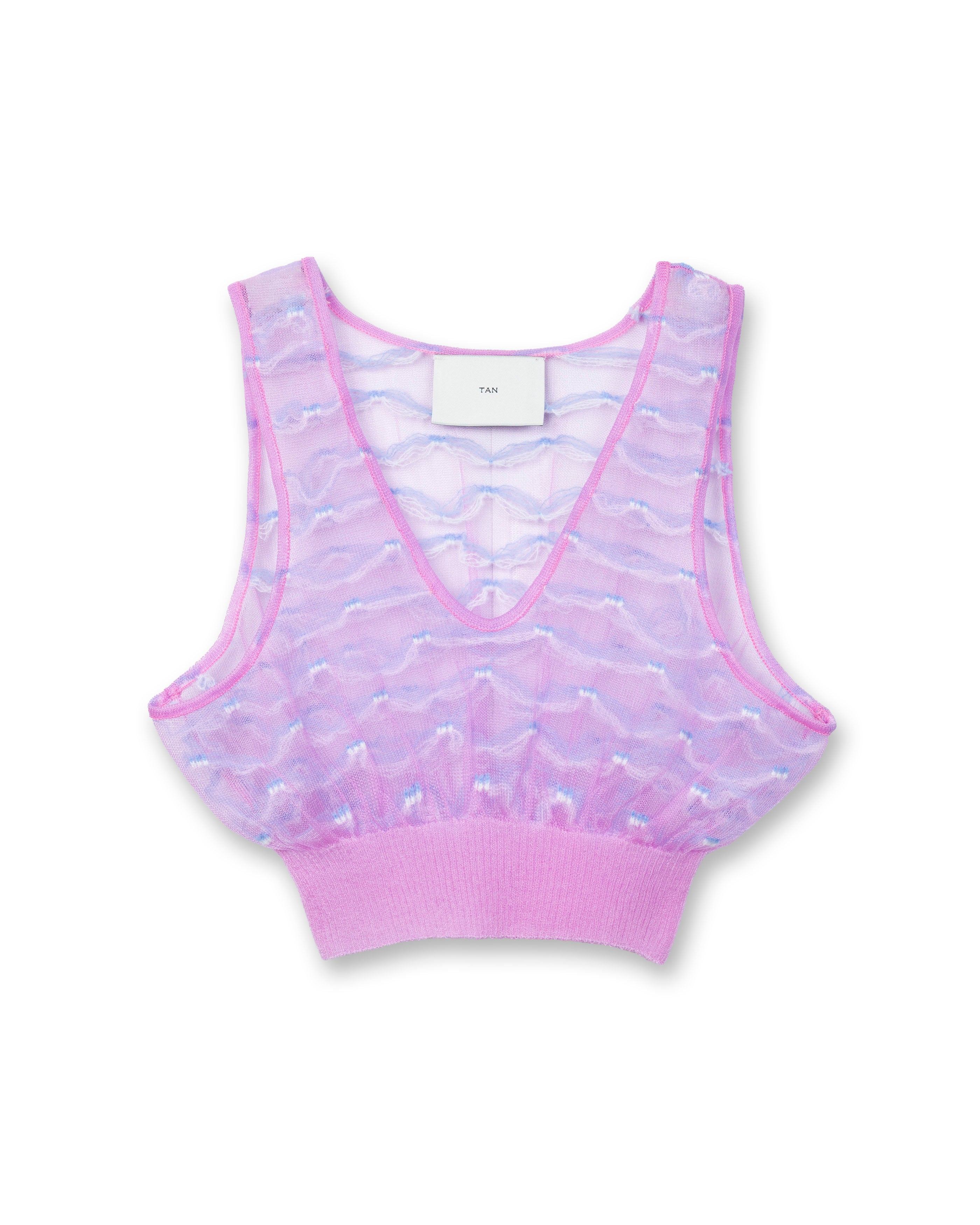 JACQUARD V/N SHEER TOPS [PINK]