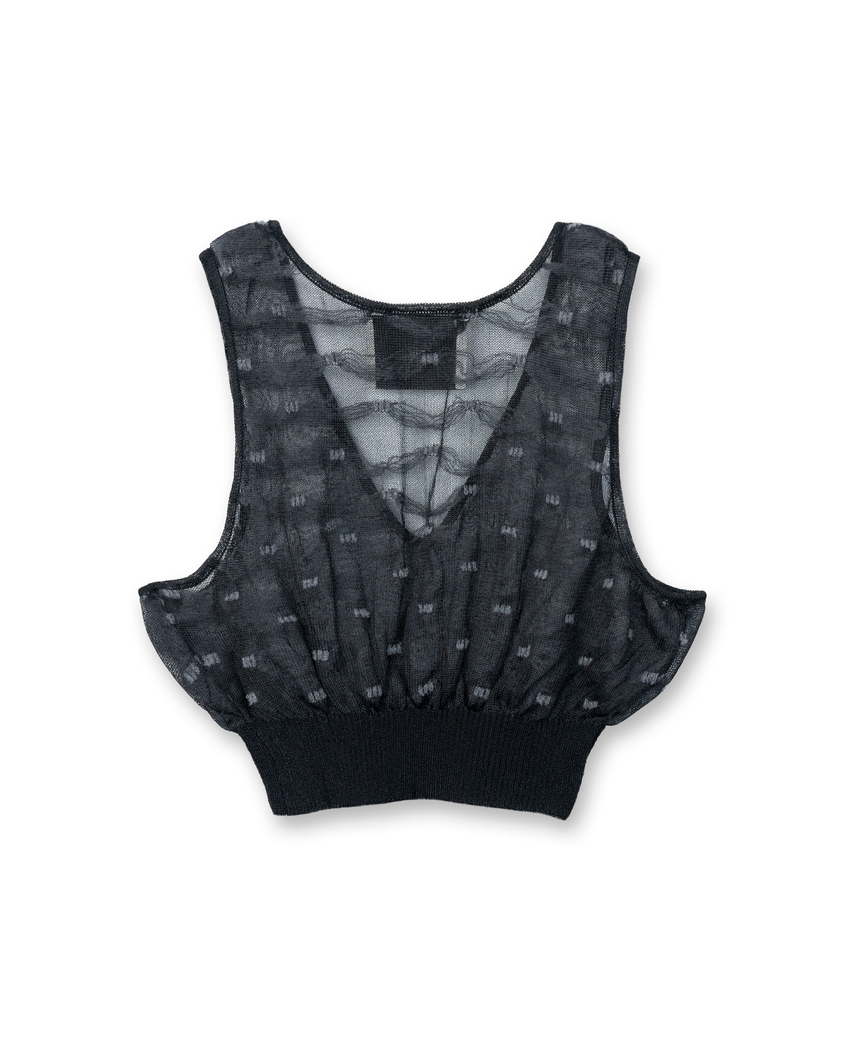 JACQUARD V/N SHEER TOPS [BLACK]