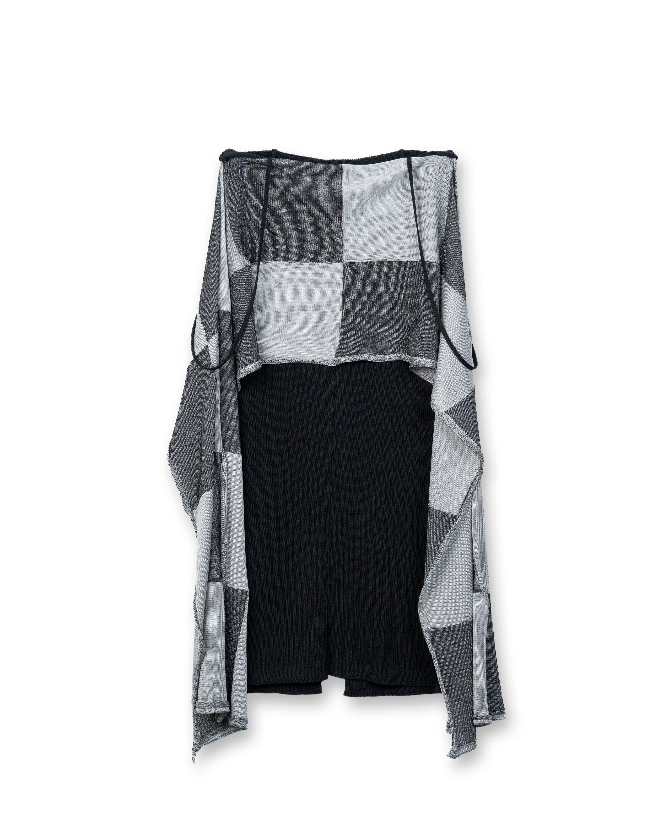 BLOCK CHECKED SCALF DRESS [BLACK]