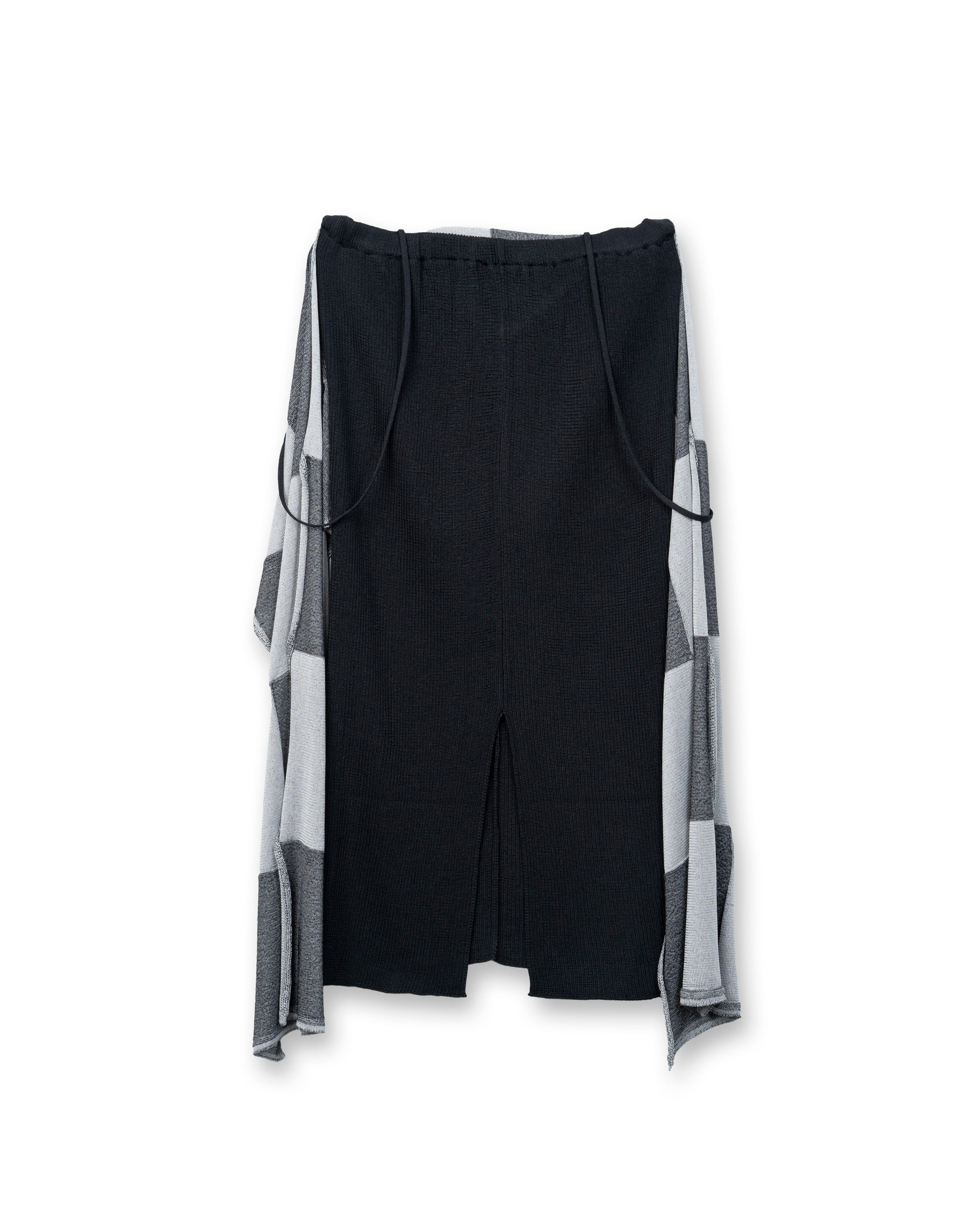 BLOCK CHECKED SCALF DRESS [BLACK]
