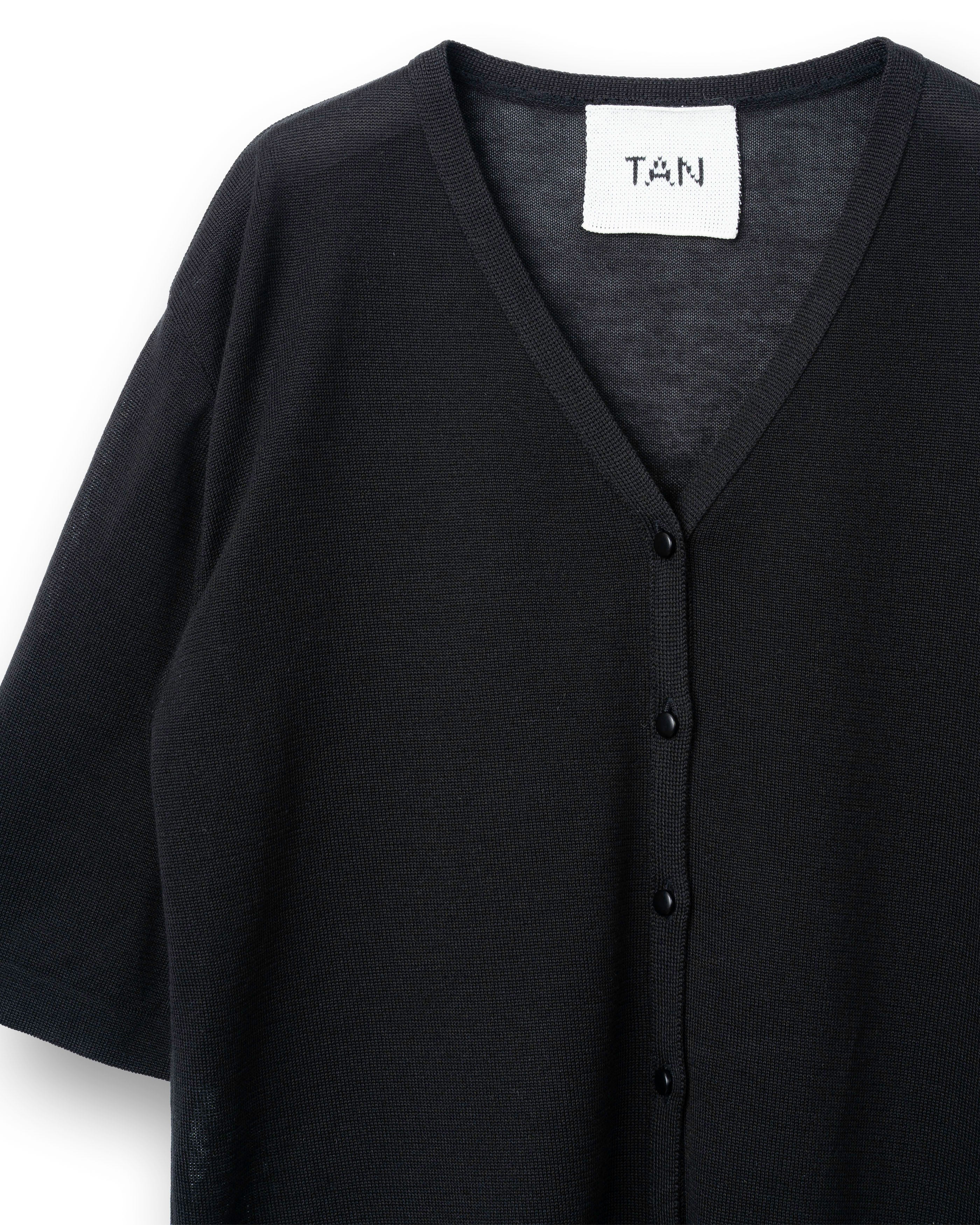 SAILOR COLLAR V/NECK CARDIGAN [BLACK]