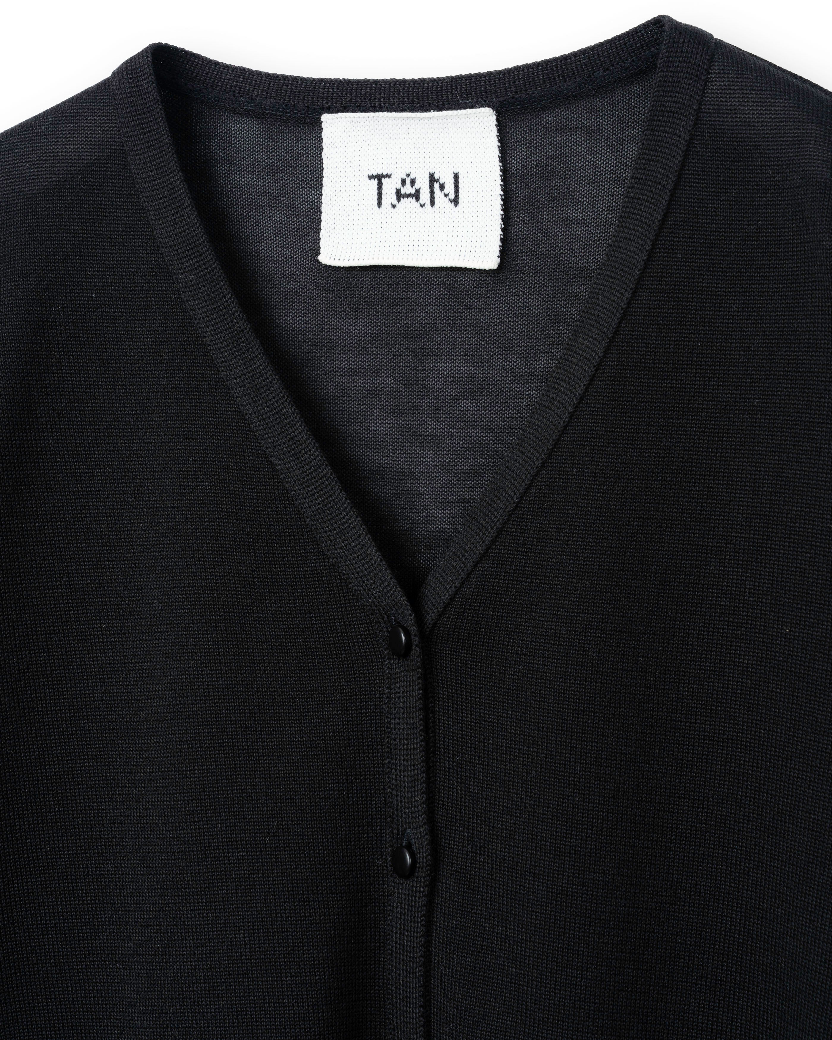 SAILOR COLLAR V/NECK CARDIGAN [BLACK]