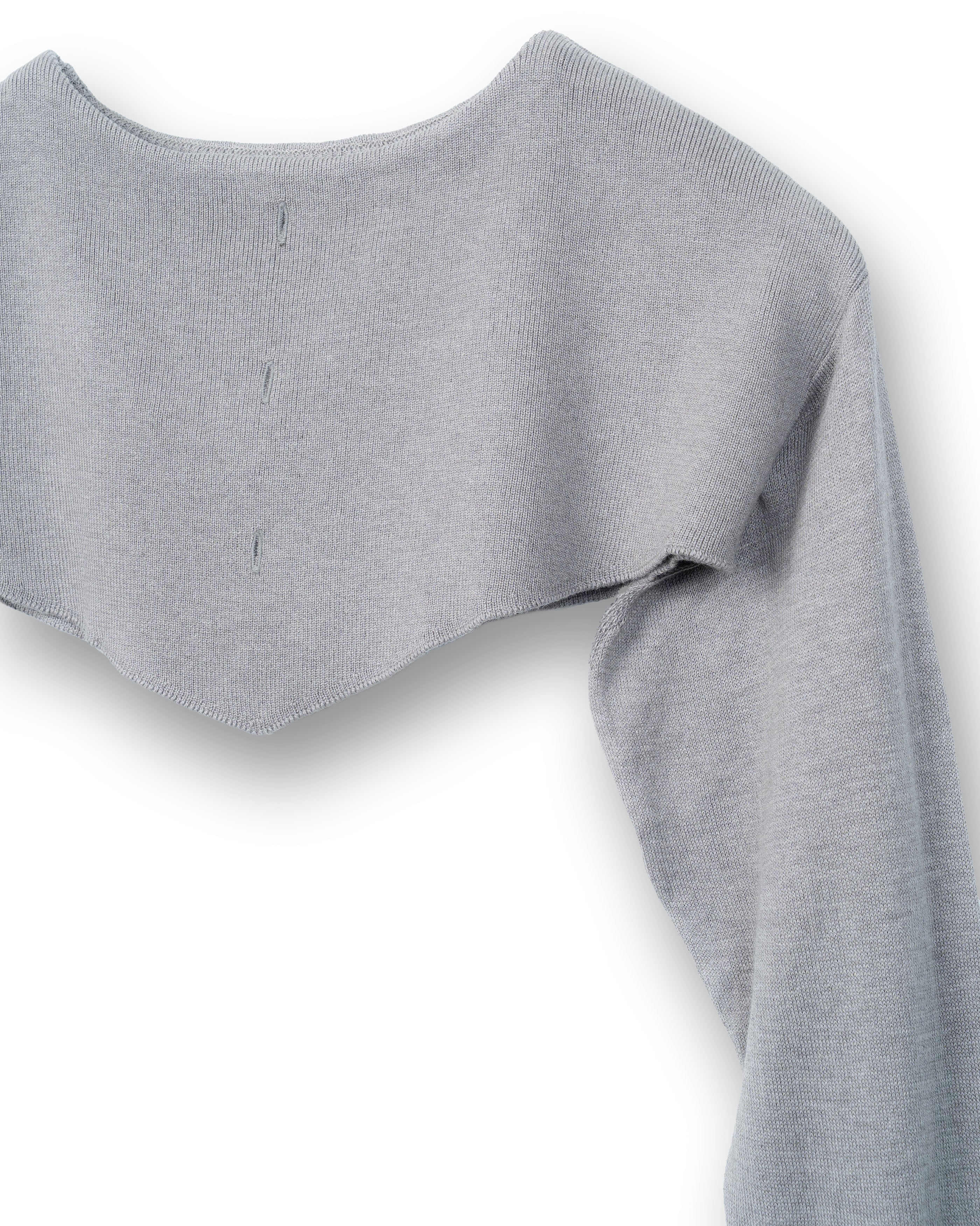 SILK MIX V/HEM SHORT TOPS [GRAY]