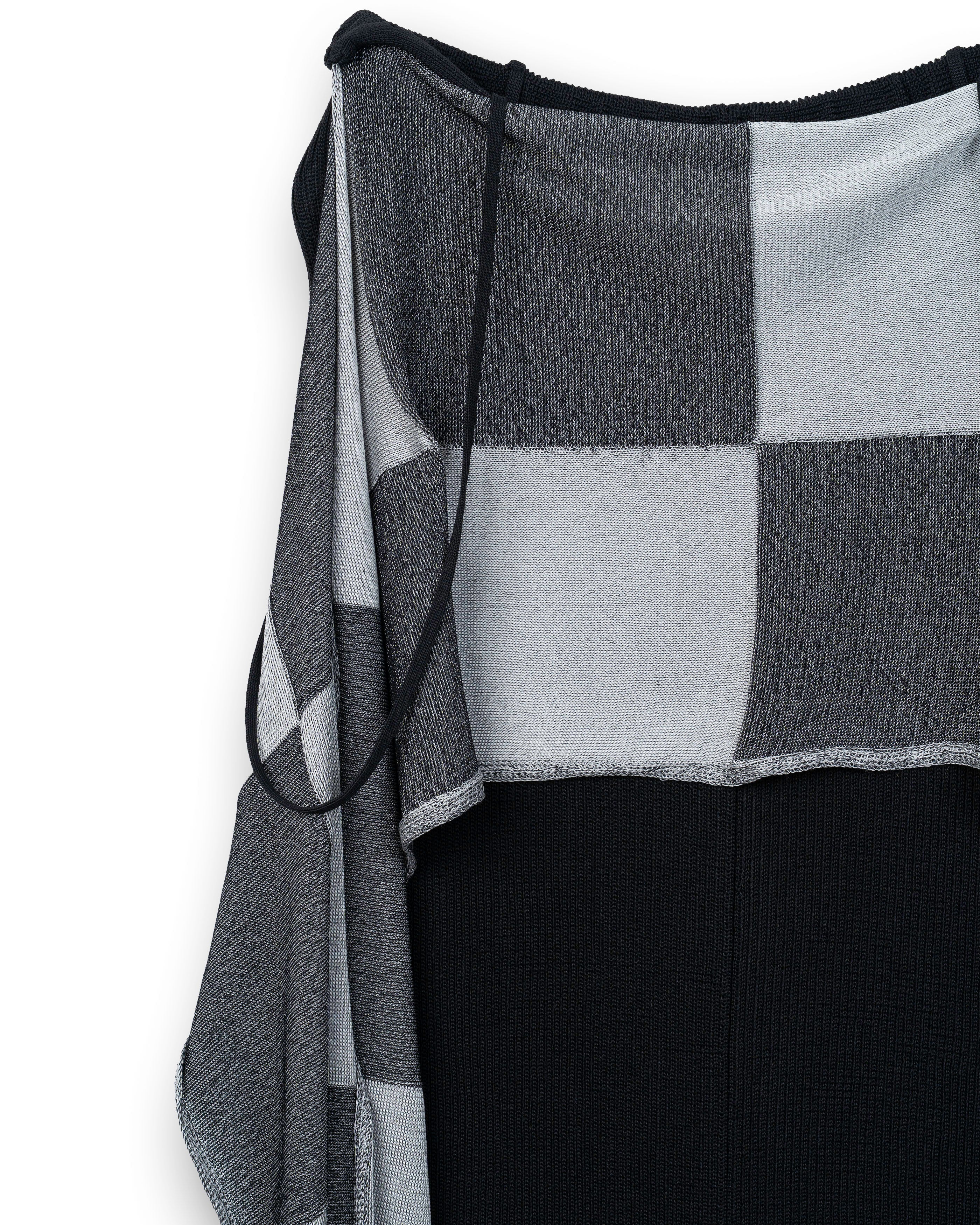 BLOCK CHECKED SCALF DRESS [BLACK]