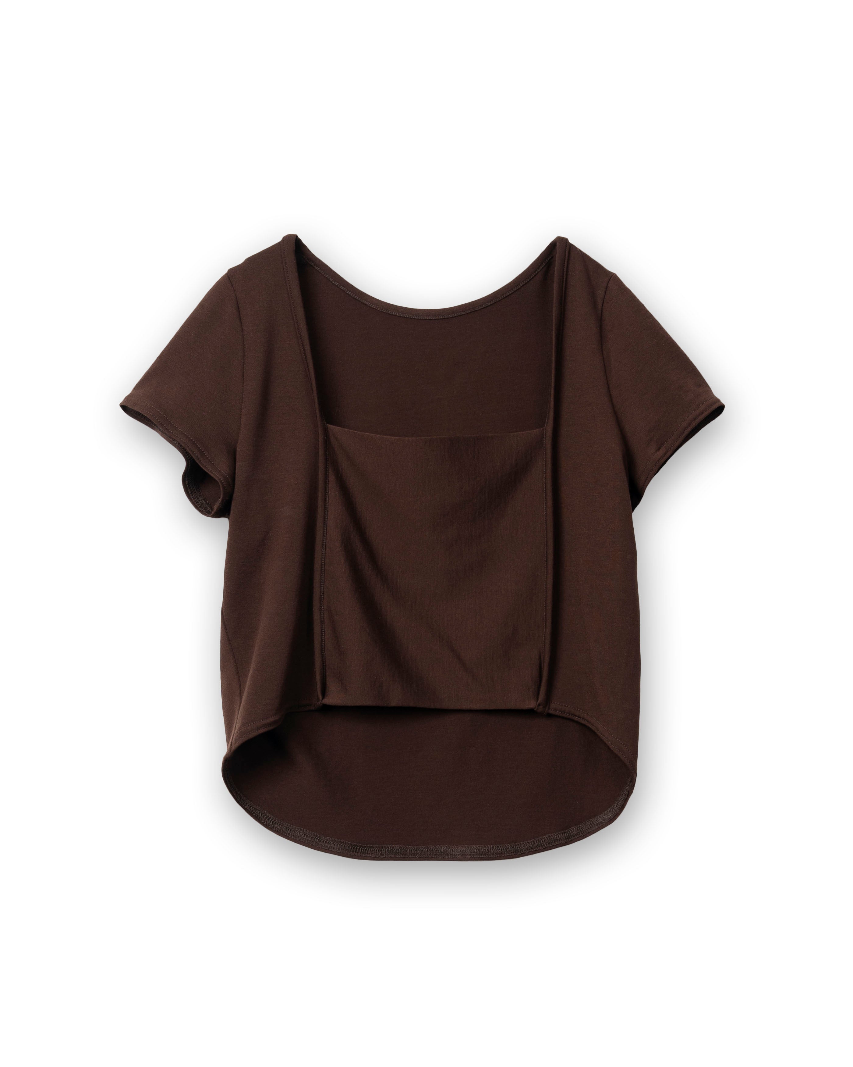 BANDEAU FRONT-BACK SMOOTH JERSEY TEE [BROWN]
