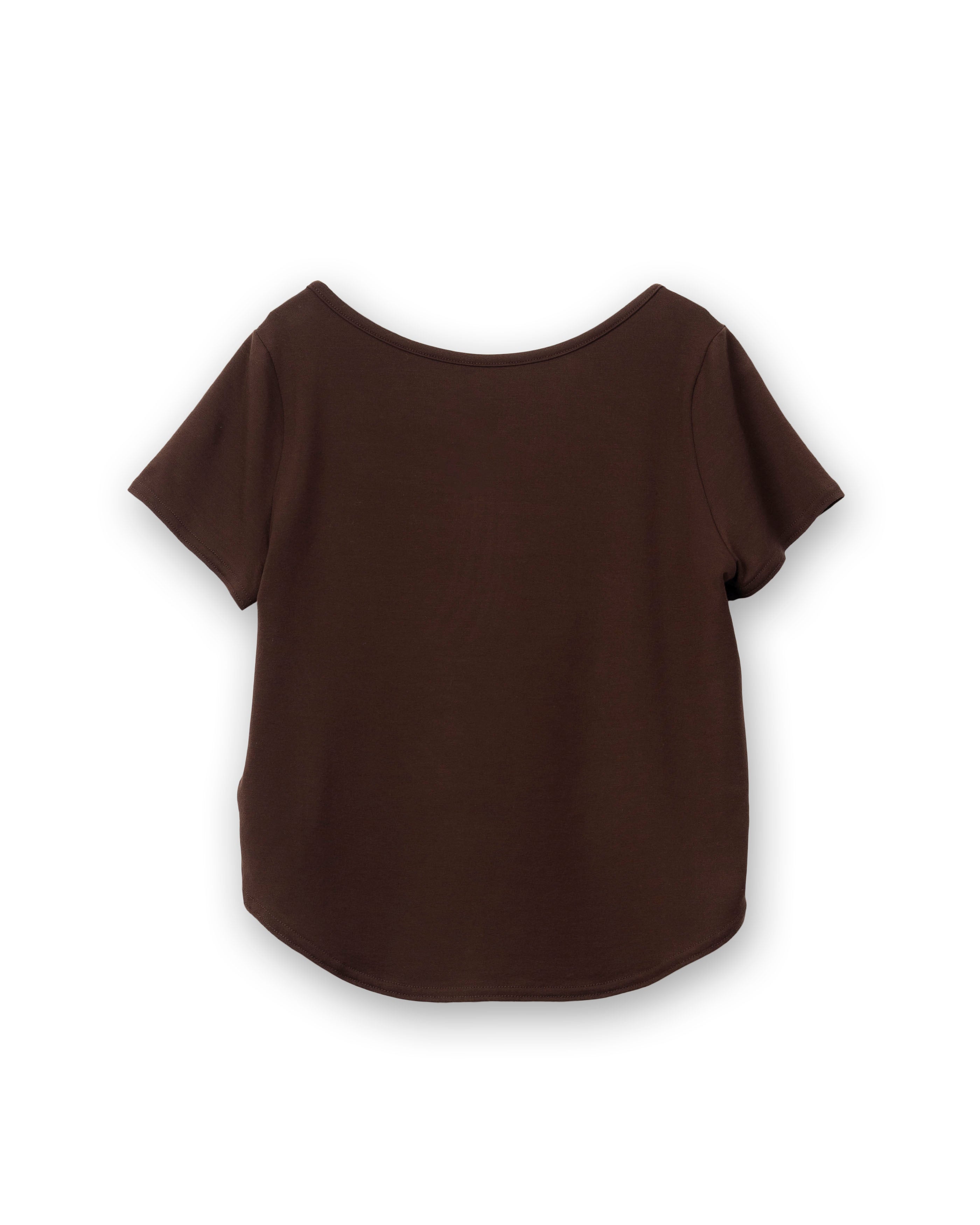 BANDEAU FRONT-BACK SMOOTH JERSEY TEE [BROWN]