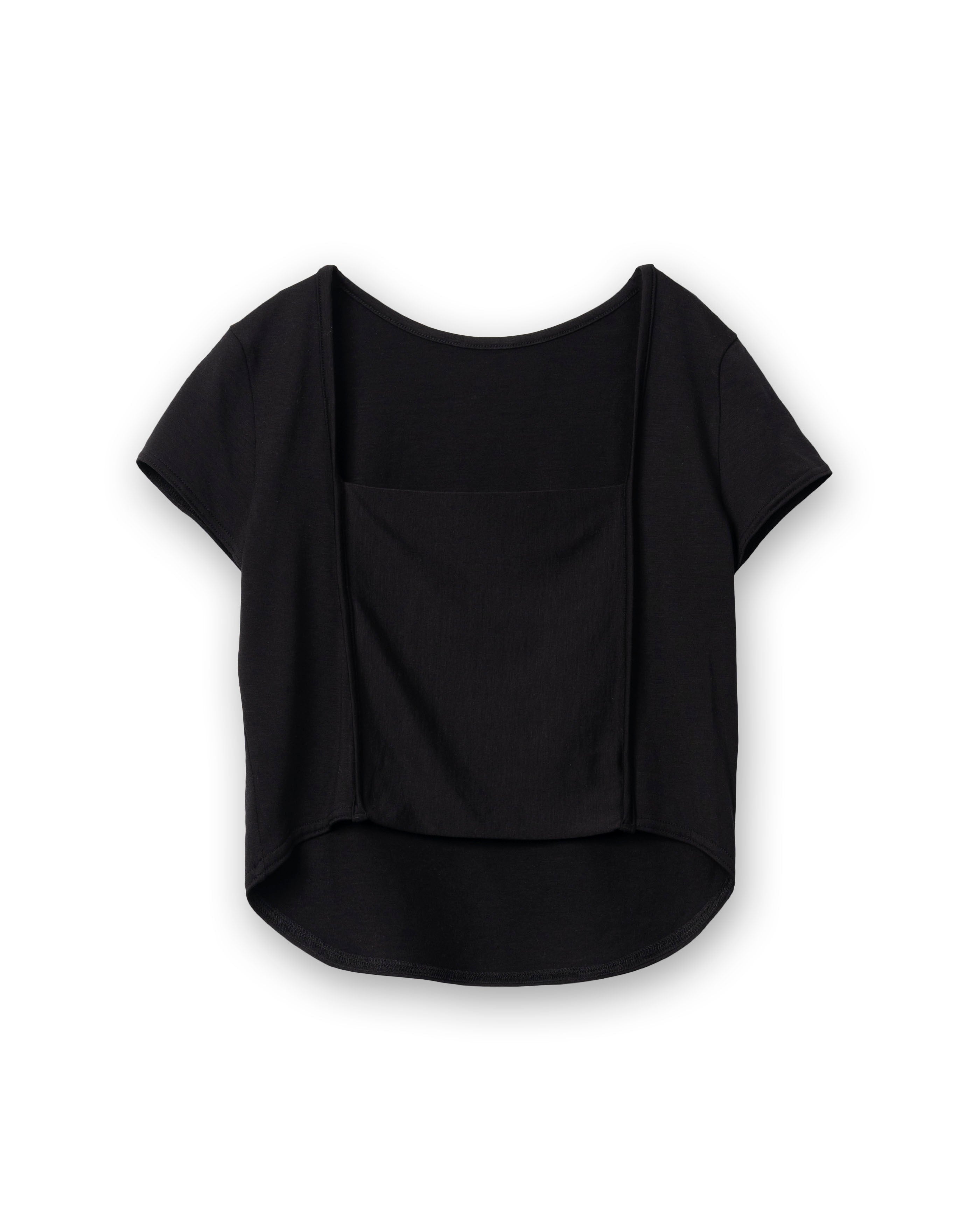 BANDEAU FRONT-BACK SMOOTH JERSEY TEE [BLACK]