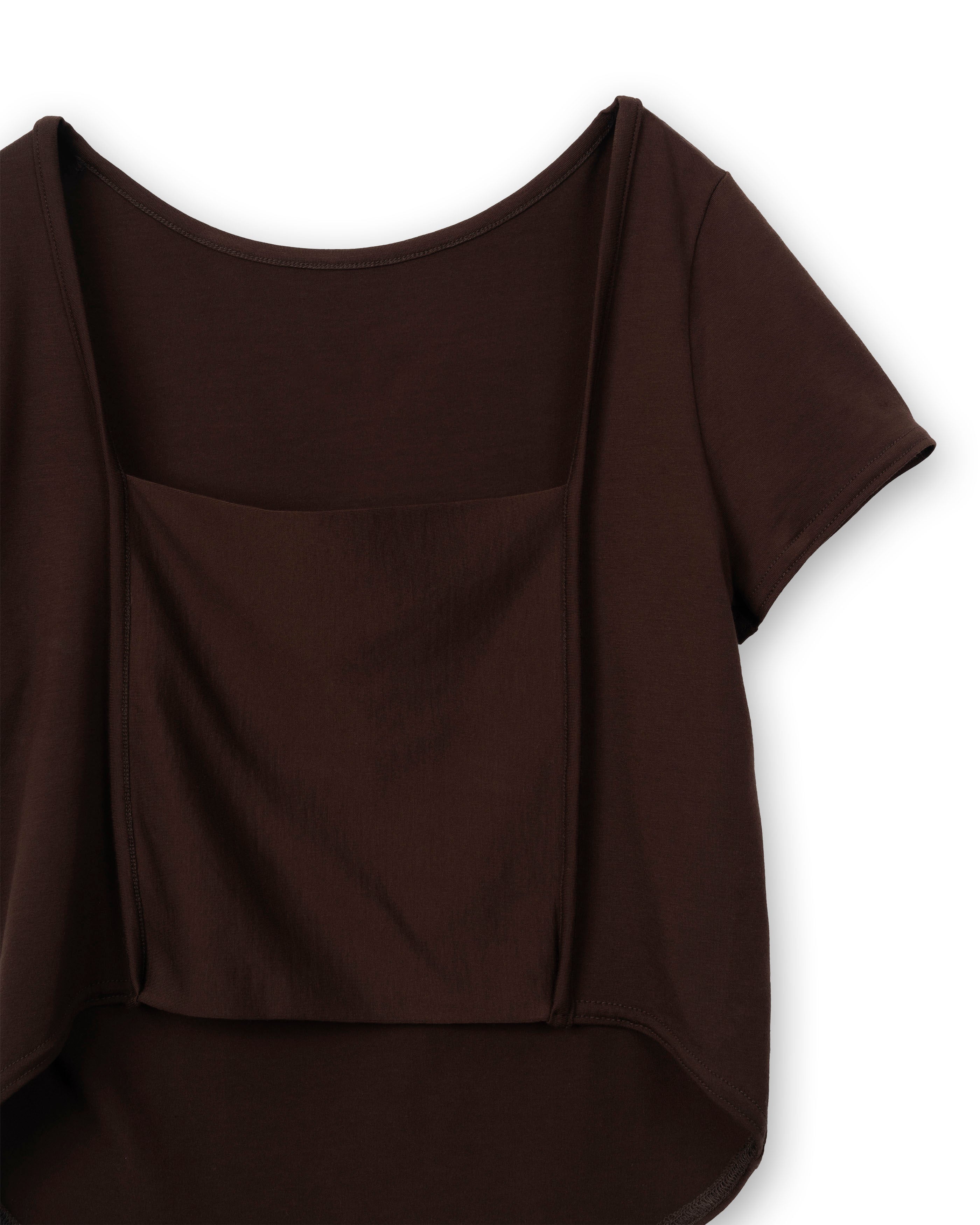 BANDEAU FRONT-BACK SMOOTH JERSEY TEE [BROWN]
