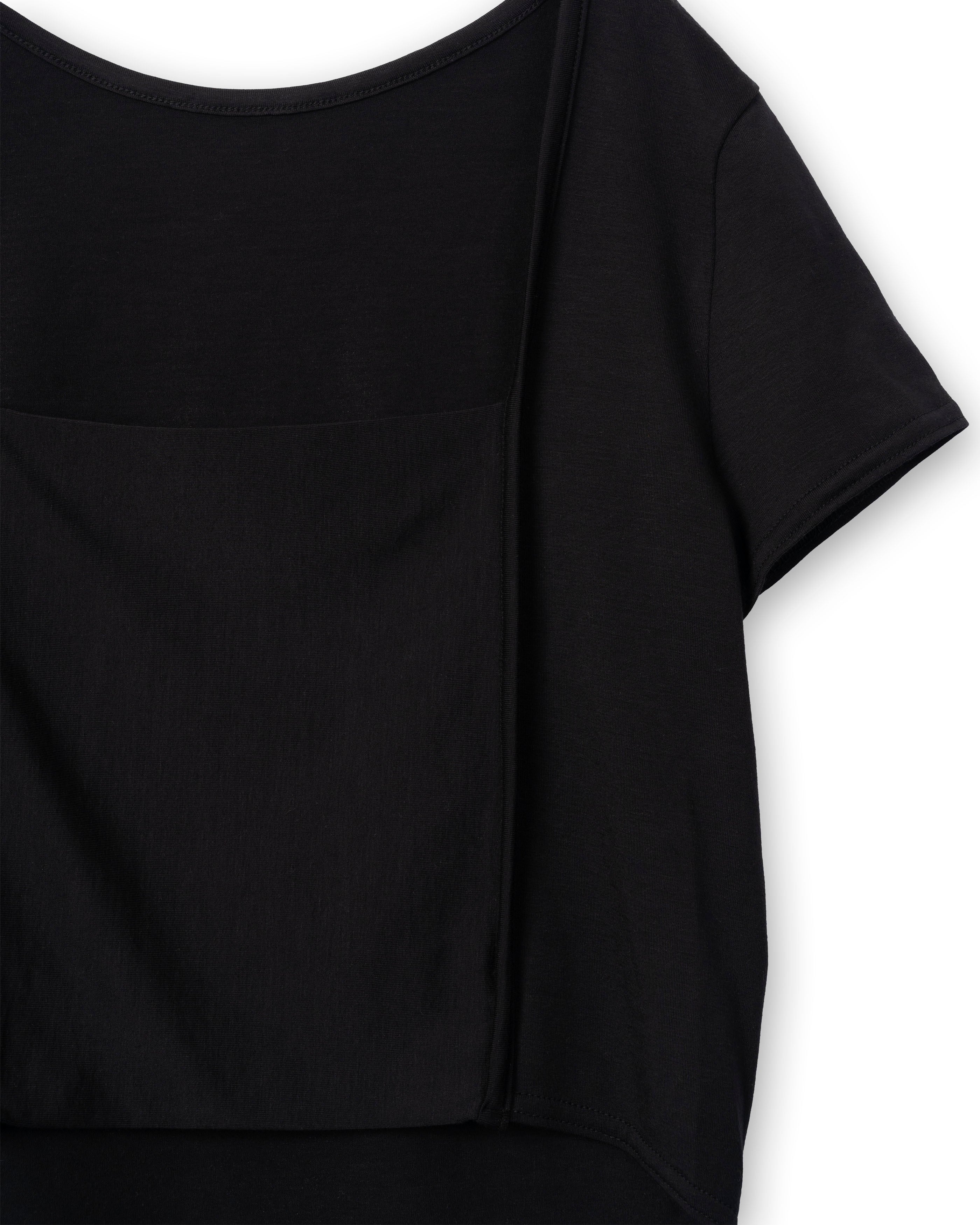 BANDEAU FRONT-BACK SMOOTH JERSEY TEE [BLACK]