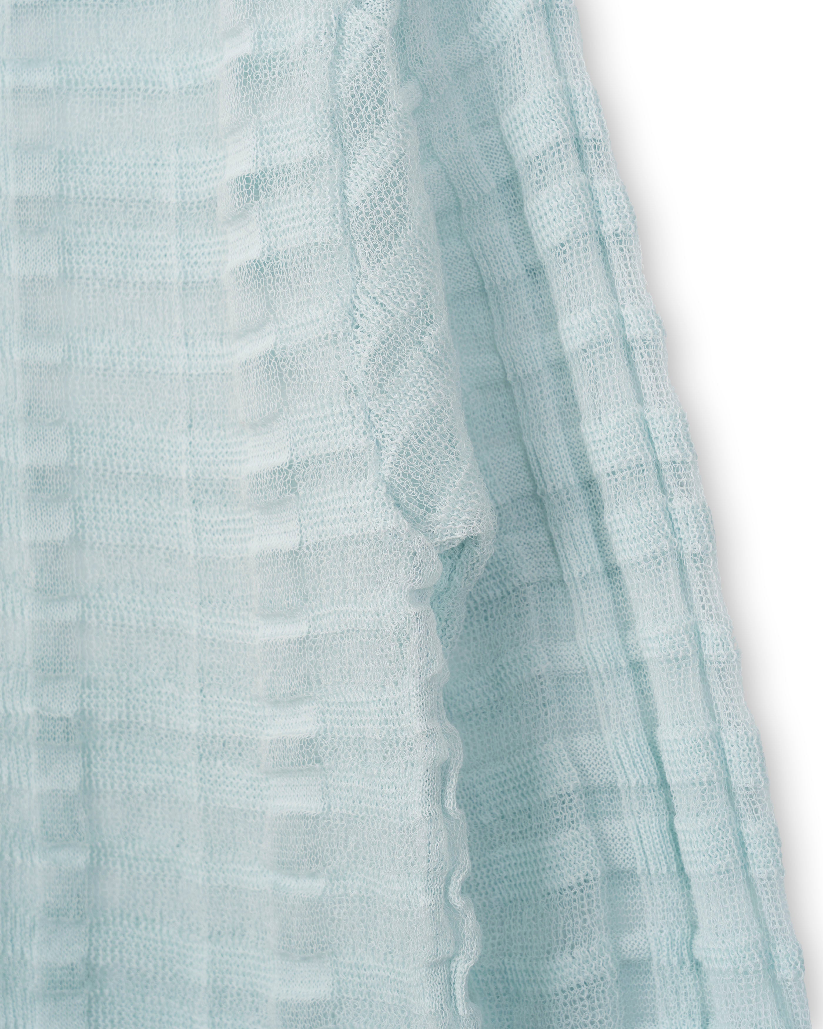 FLOWING CHECKED KNIT PULLOVER [AQUA]