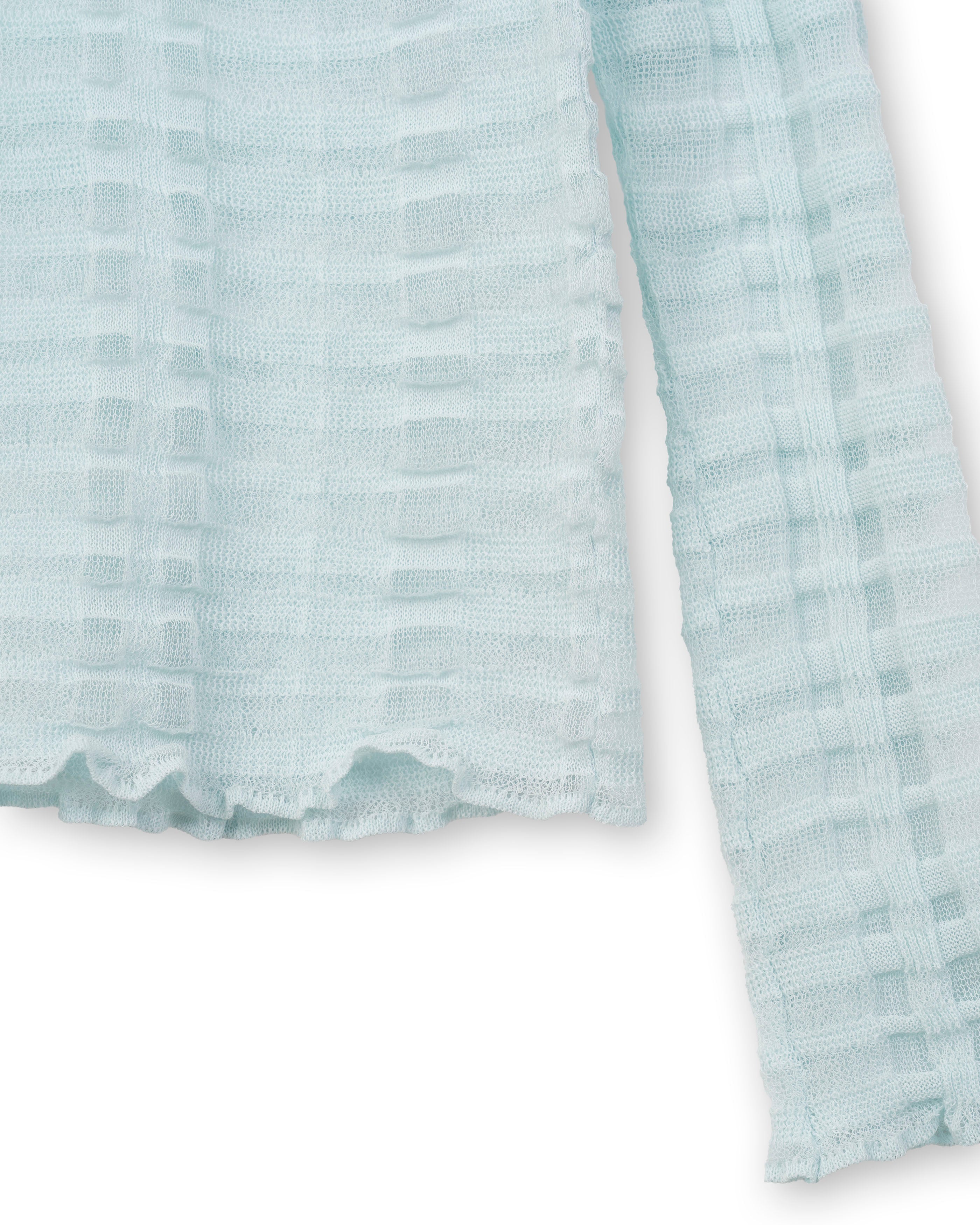 FLOWING CHECKED KNIT PULLOVER [AQUA]