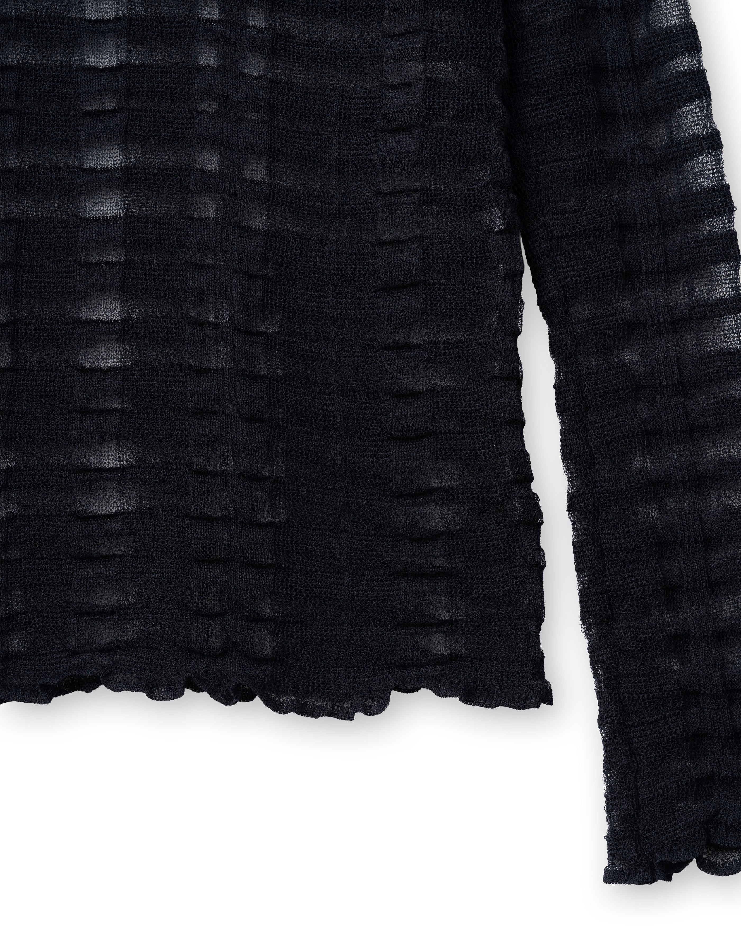 FLOWING CHECKED KNIT PULLOVER [BLACK]
