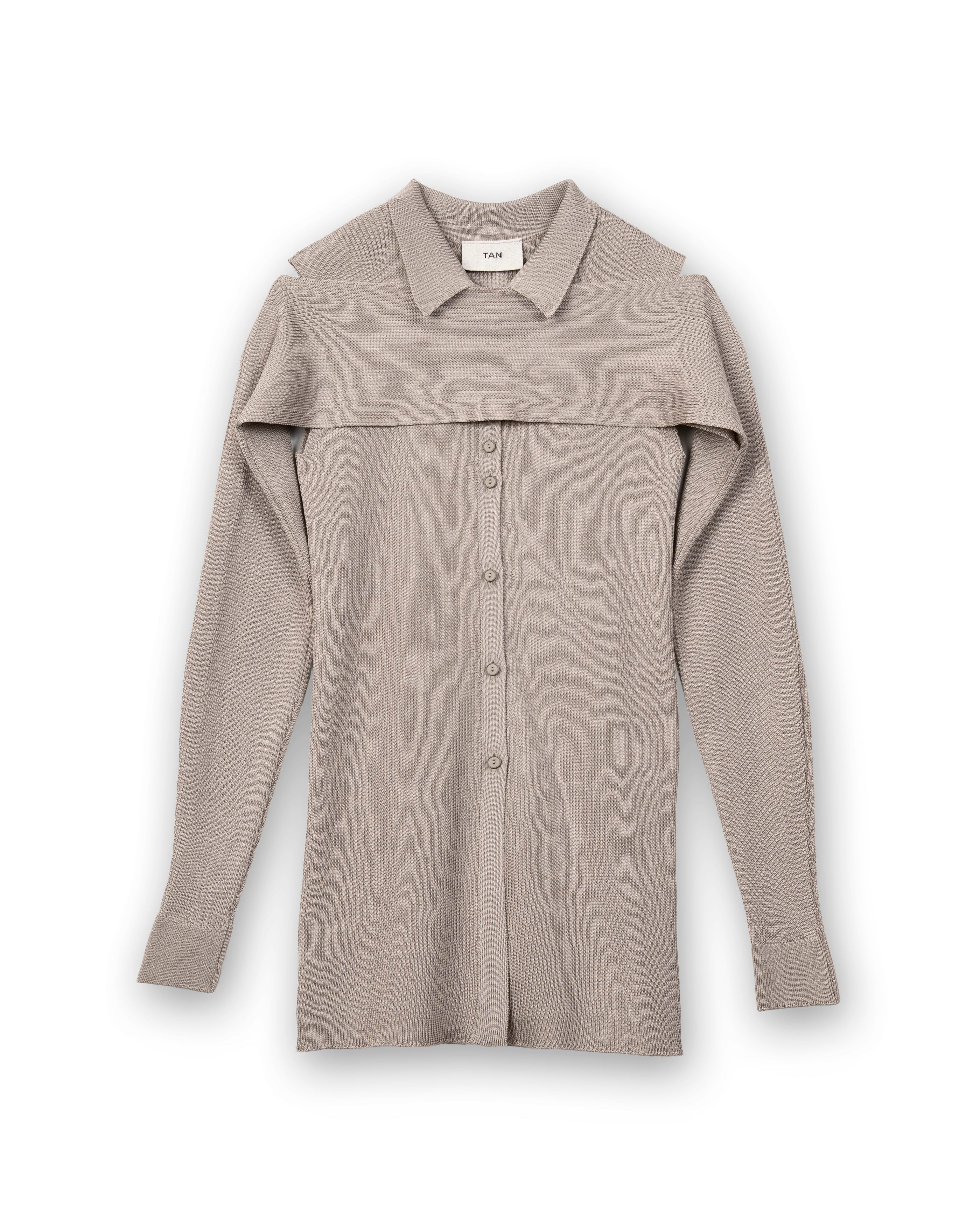 2-PIECE RIBBED CARDIGAN [KHAKI BEIGE]