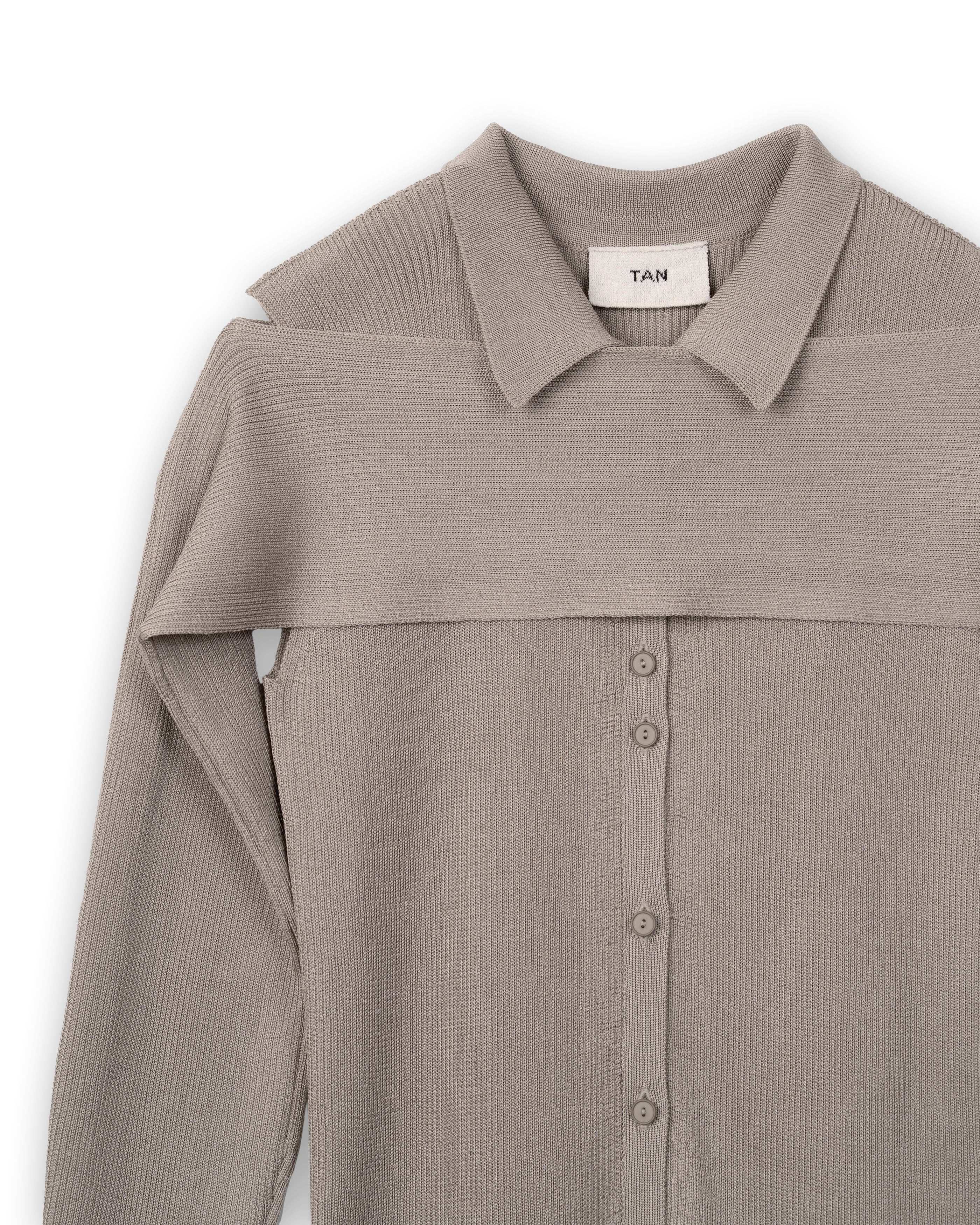 2-PIECE RIBBED CARDIGAN [KHAKI BEIGE]