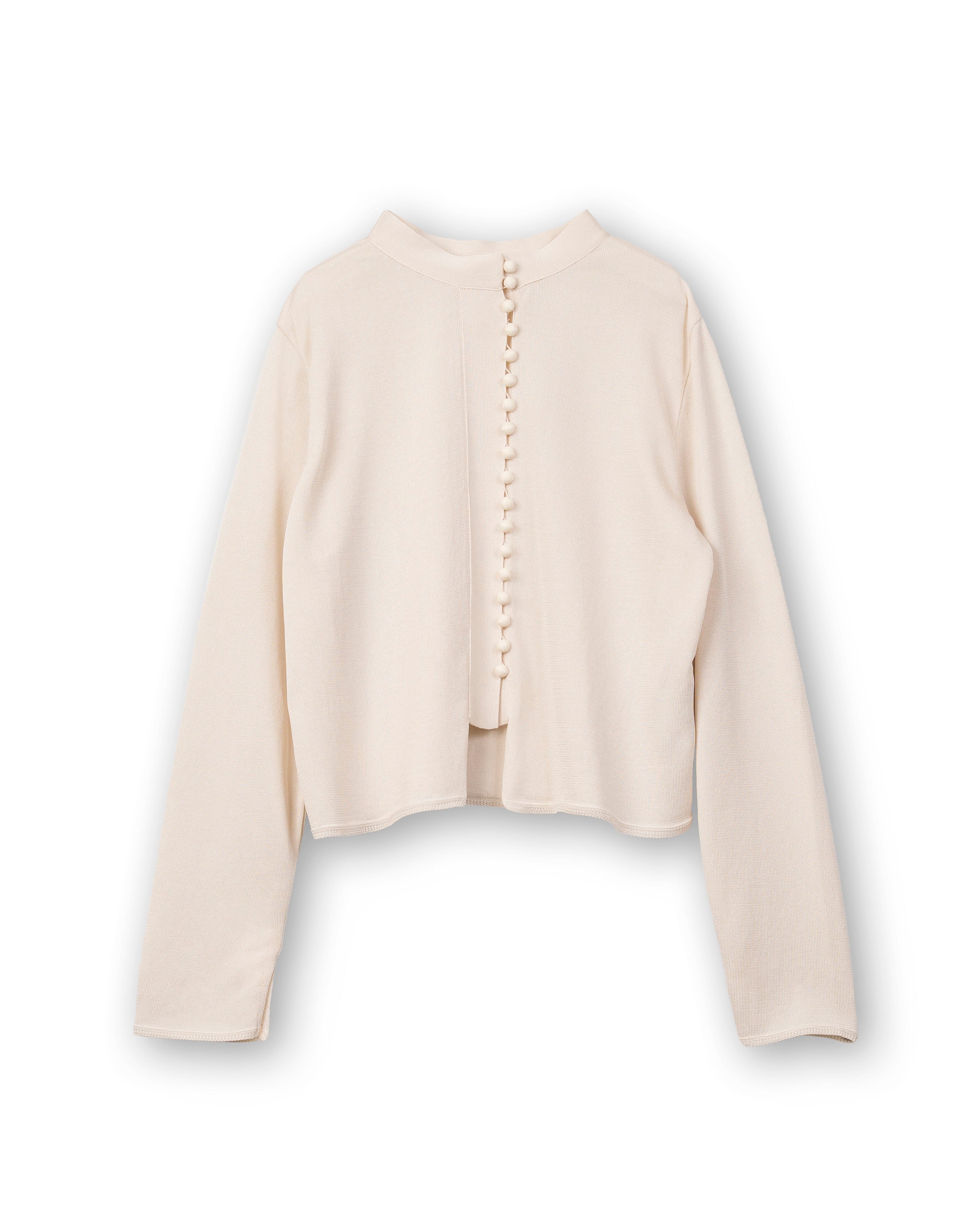 MULTI BUTTON KINT BLOUSE [IVORY]