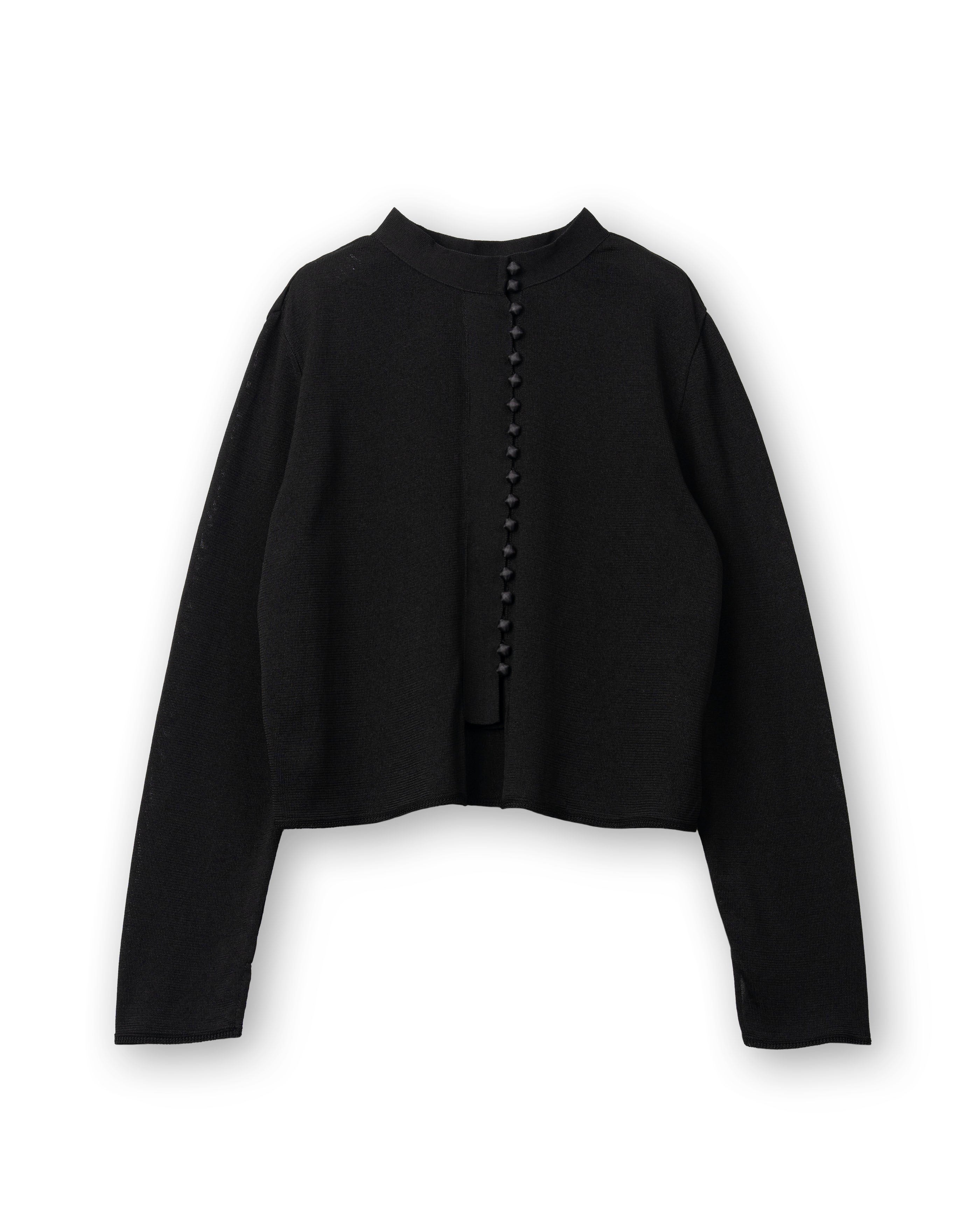 MULTI BUTTON KNIT BLOUSE [BLACK]